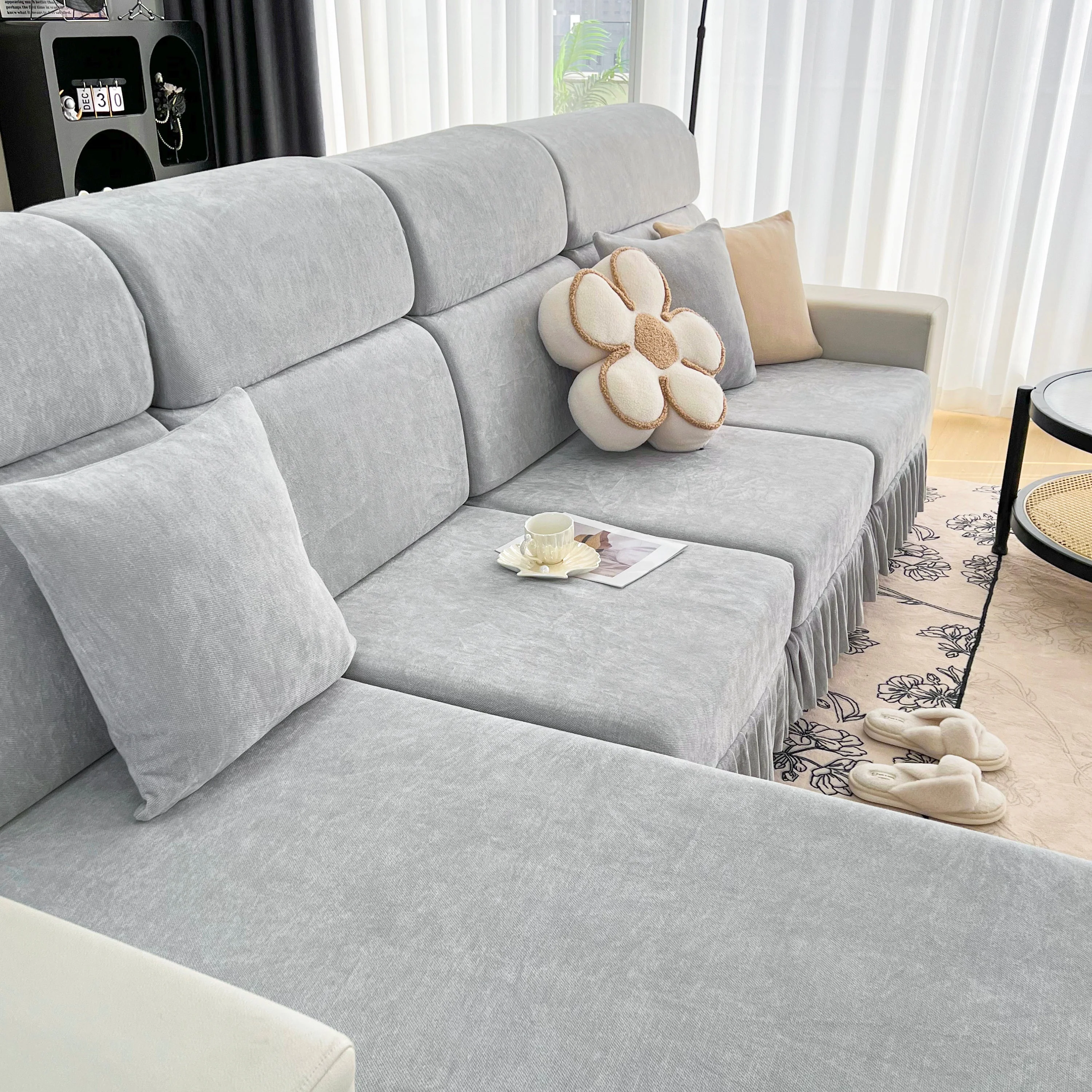 Universal Elastic Skirt Sofa Slipcover, Stretch Sofa Cushion Cover For Bedroom Office Living Room - Image 187