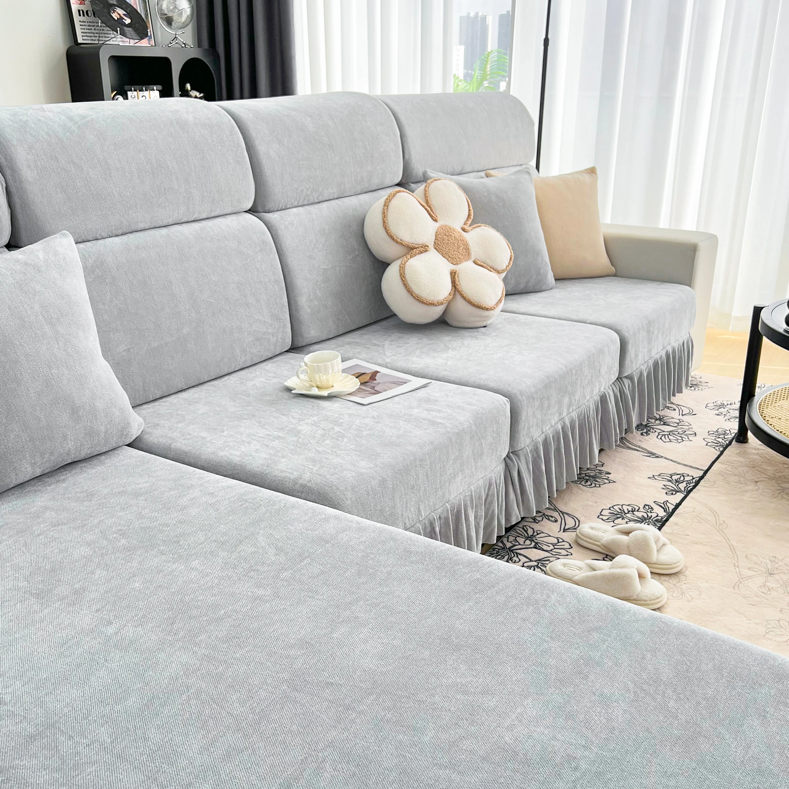 Universal Elastic Skirt Sofa Slipcover, Stretch Sofa Cushion Cover For Bedroom Office Living Room - Image 192