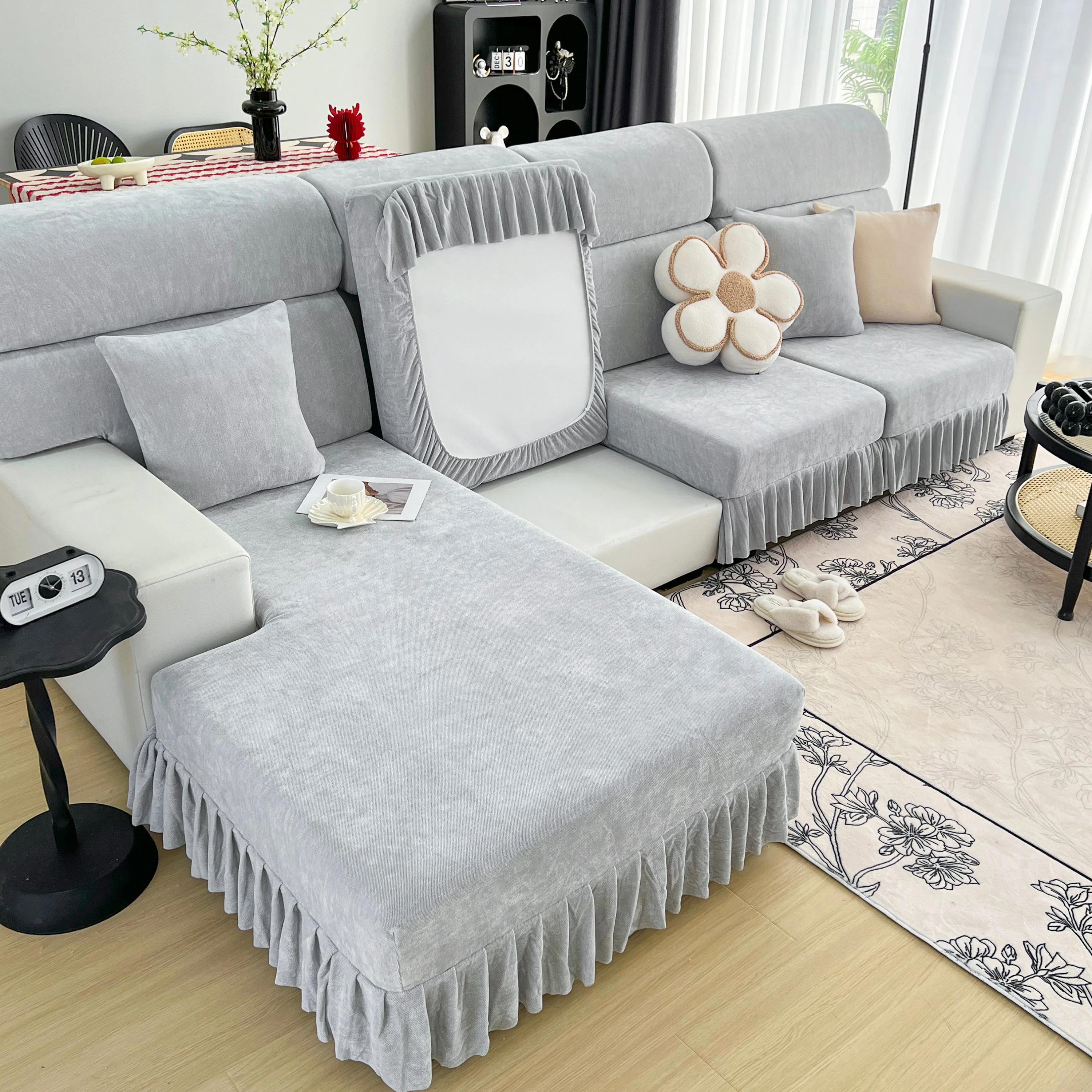 Universal Elastic Skirt Sofa Slipcover, Stretch Sofa Cushion Cover For Bedroom Office Living Room - Image 197