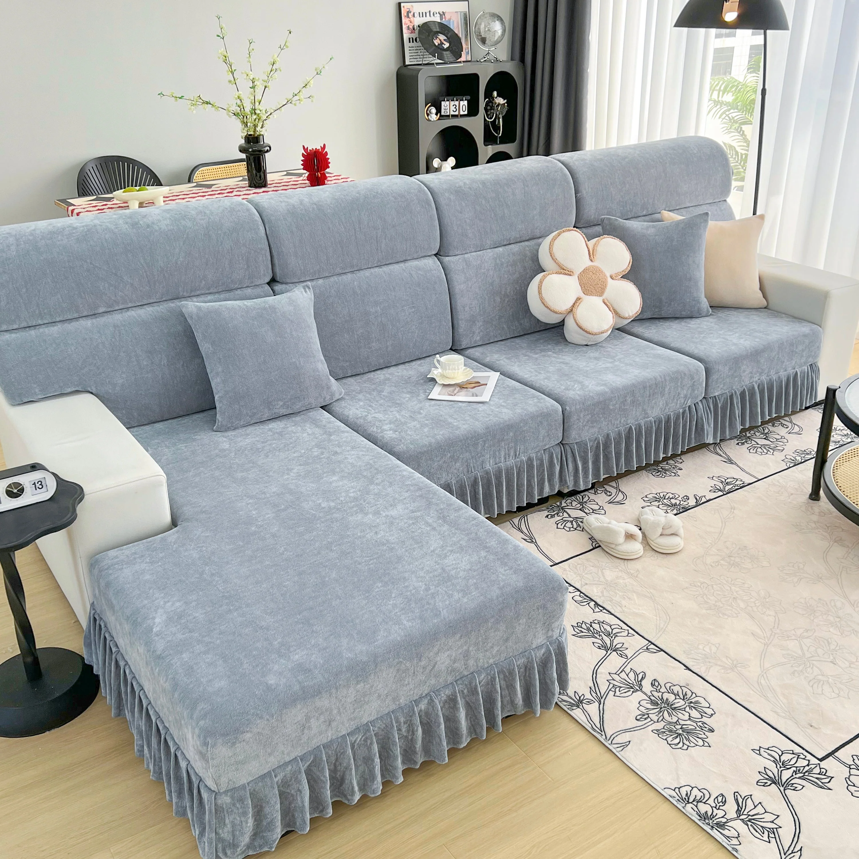 Universal Elastic Skirt Sofa Slipcover, Stretch Sofa Cushion Cover For Bedroom Office Living Room - Image 21