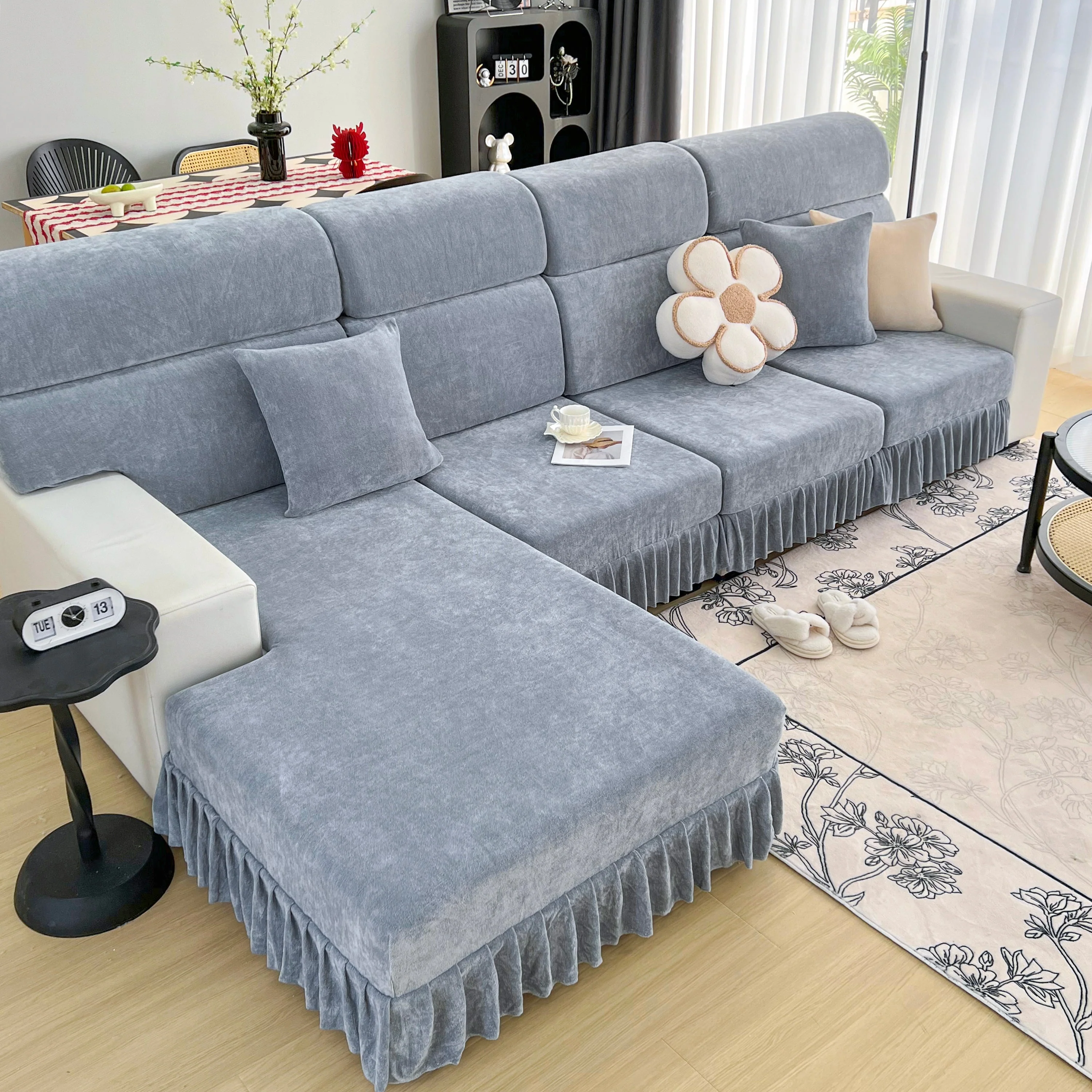 Universal Elastic Skirt Sofa Slipcover, Stretch Sofa Cushion Cover For Bedroom Office Living Room - Image 22