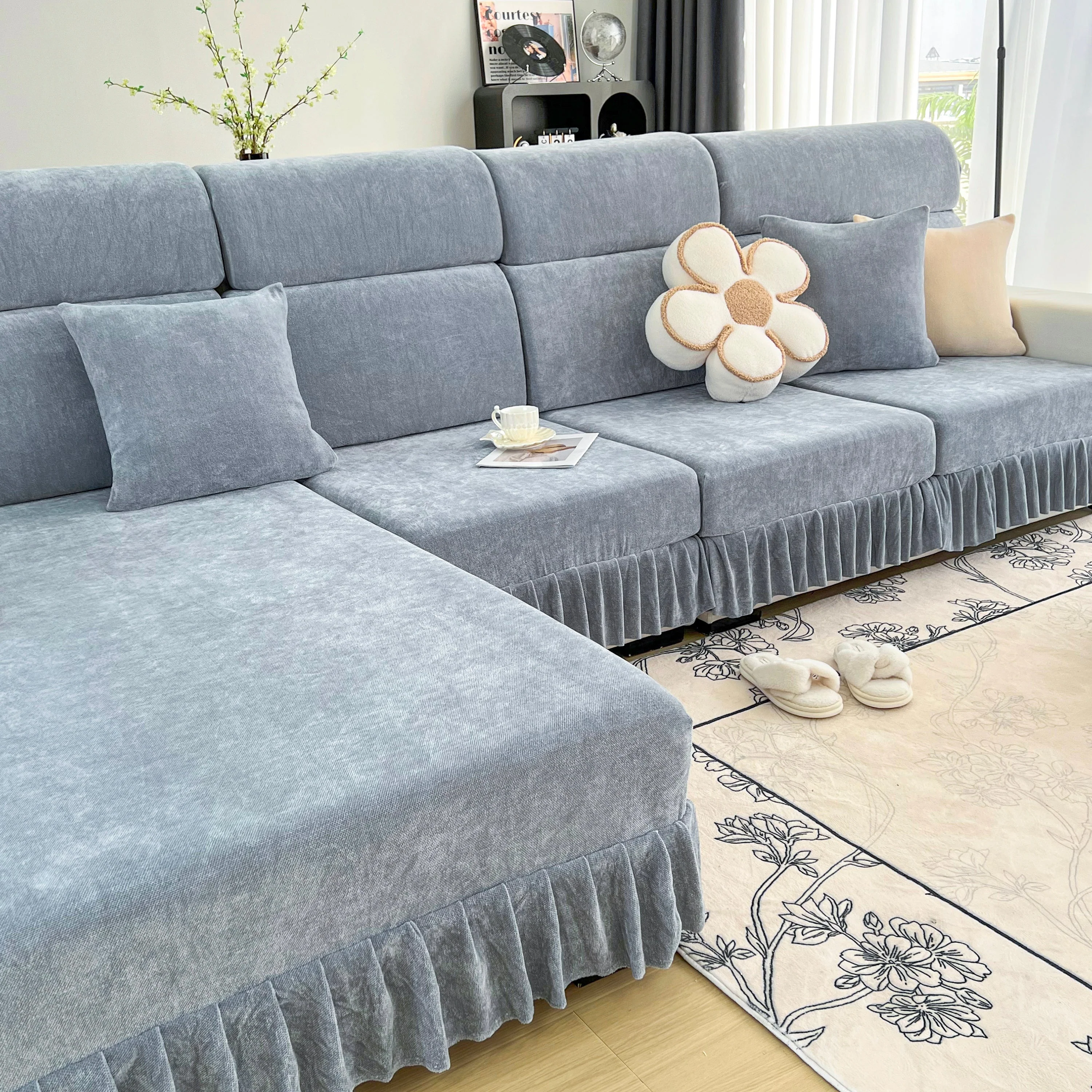 Universal Elastic Skirt Sofa Slipcover, Stretch Sofa Cushion Cover For Bedroom Office Living Room - Image 23