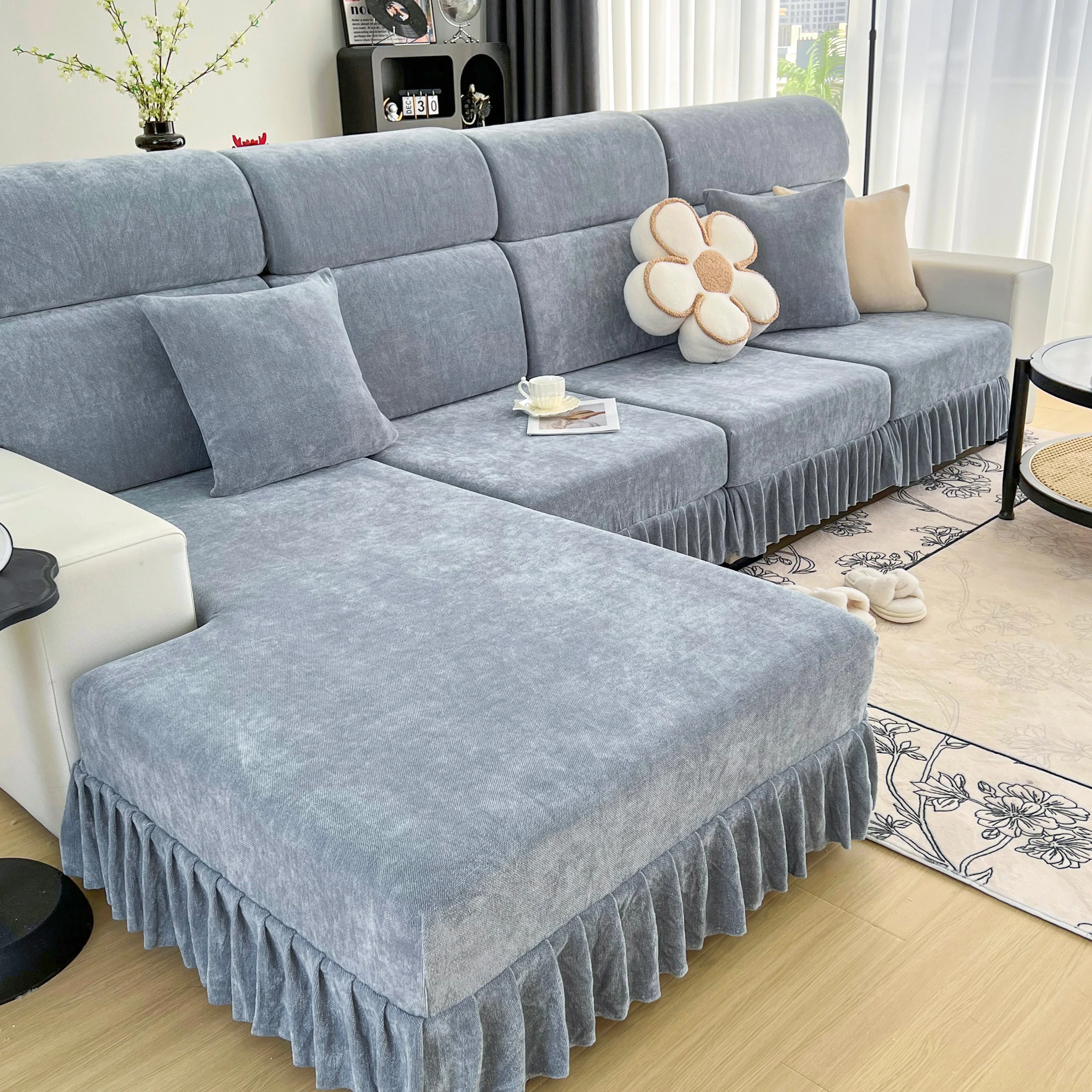 Universal Elastic Skirt Sofa Slipcover, Stretch Sofa Cushion Cover For Bedroom Office Living Room - Image 24
