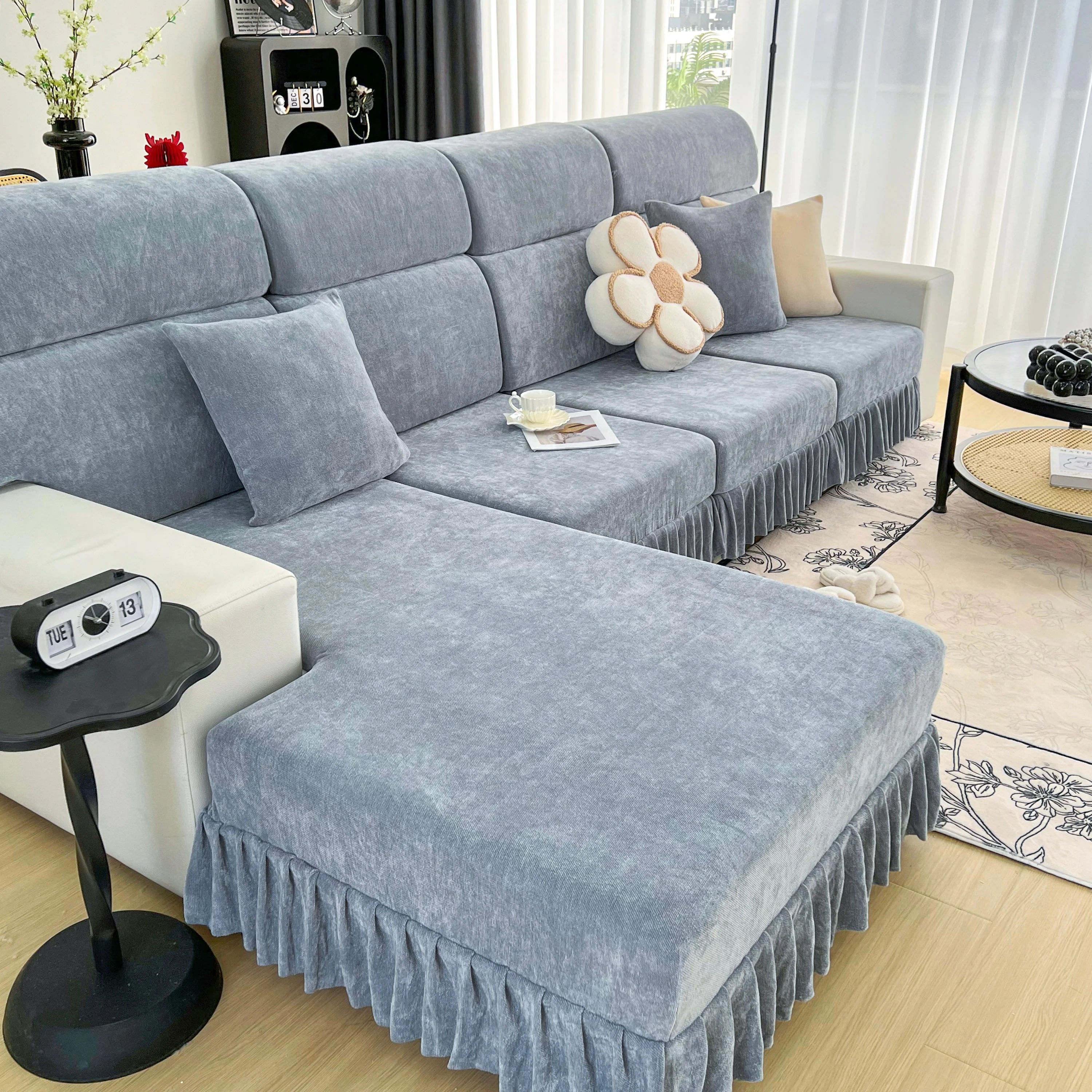 Universal Elastic Skirt Sofa Slipcover, Stretch Sofa Cushion Cover For Bedroom Office Living Room - Image 25