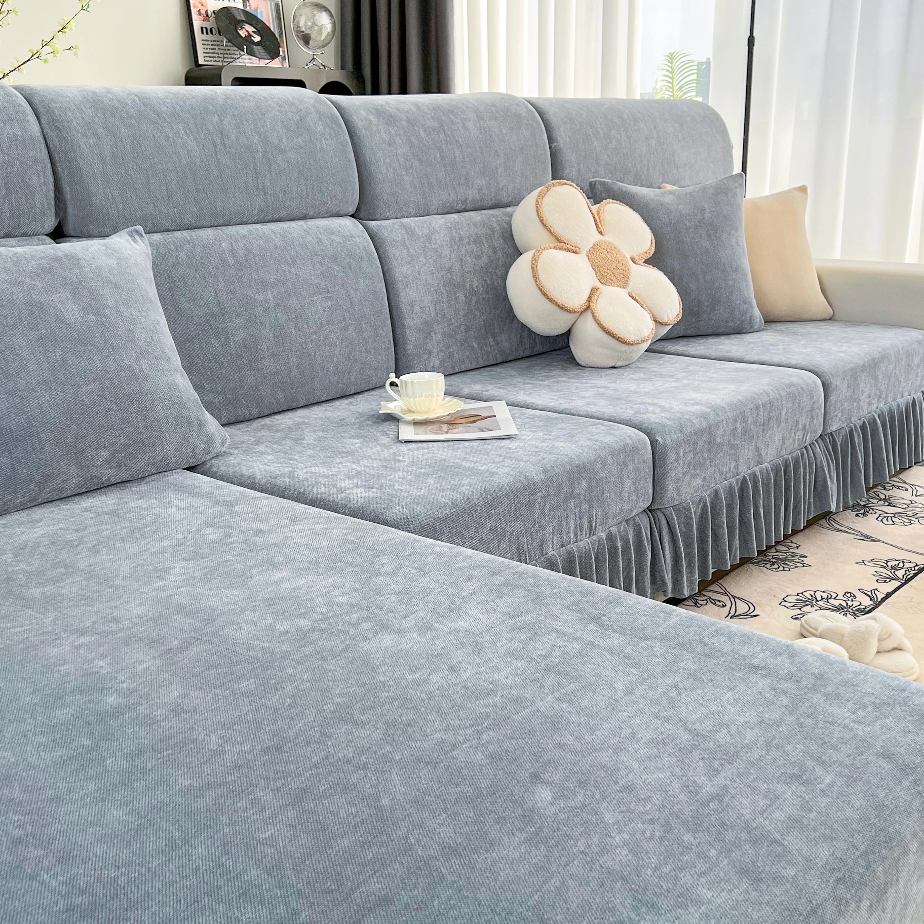 Universal Elastic Skirt Sofa Slipcover, Stretch Sofa Cushion Cover For Bedroom Office Living Room - Image 26
