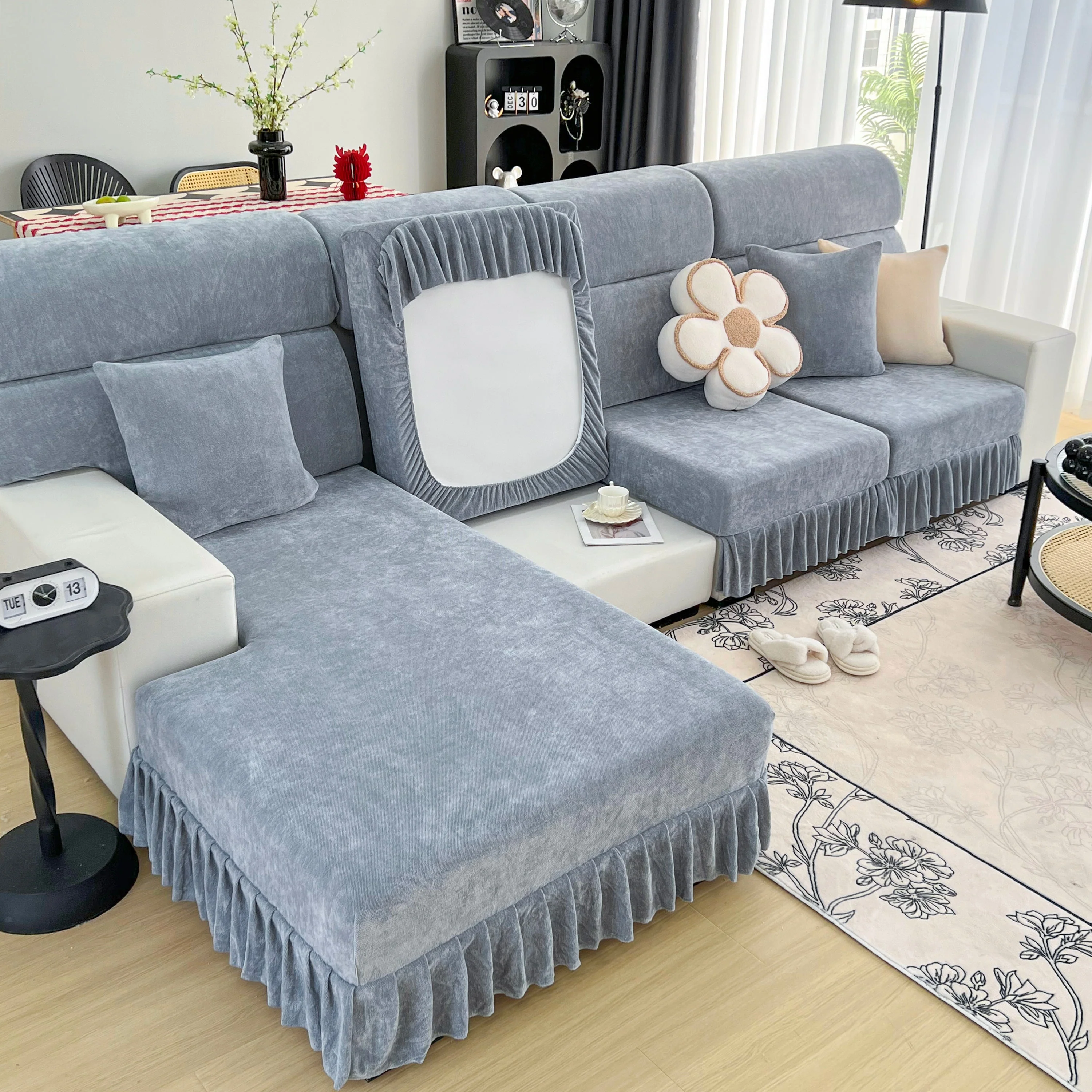 Universal Elastic Skirt Sofa Slipcover, Stretch Sofa Cushion Cover For Bedroom Office Living Room - Image 29