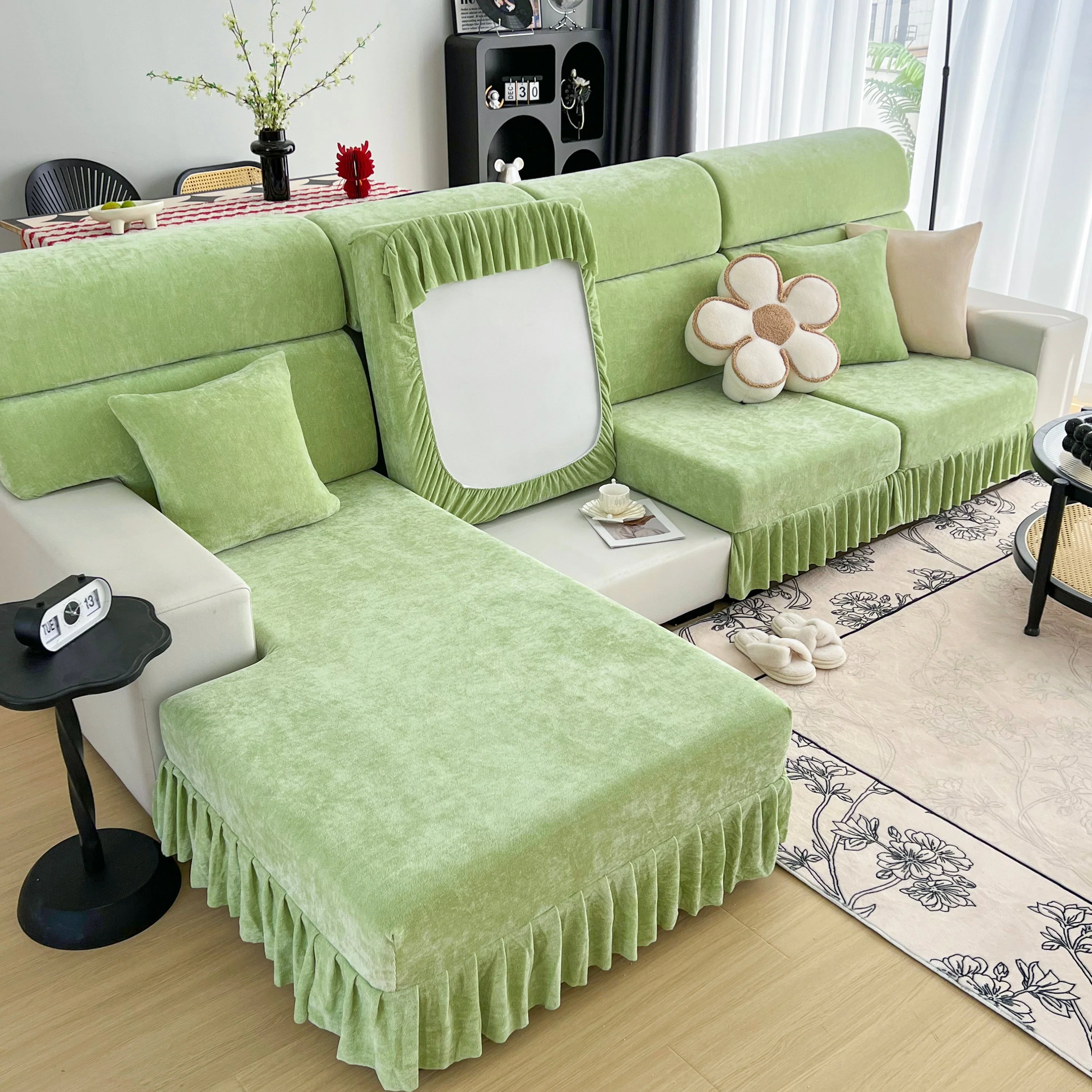 Universal Elastic Skirt Sofa Slipcover, Stretch Sofa Cushion Cover For Bedroom Office Living Room - Image 30