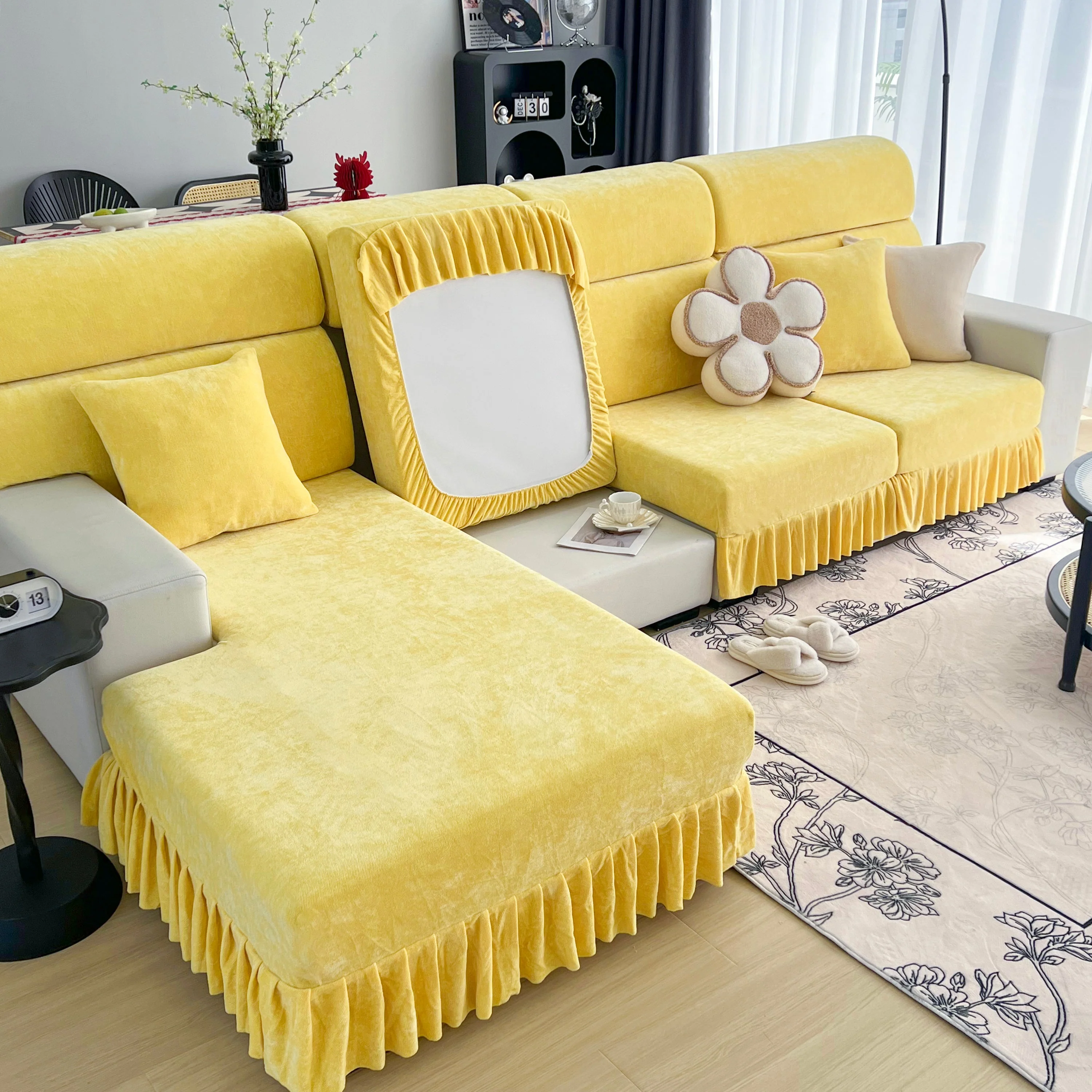 Universal Elastic Skirt Sofa Slipcover, Stretch Sofa Cushion Cover For Bedroom Office Living Room - Image 31