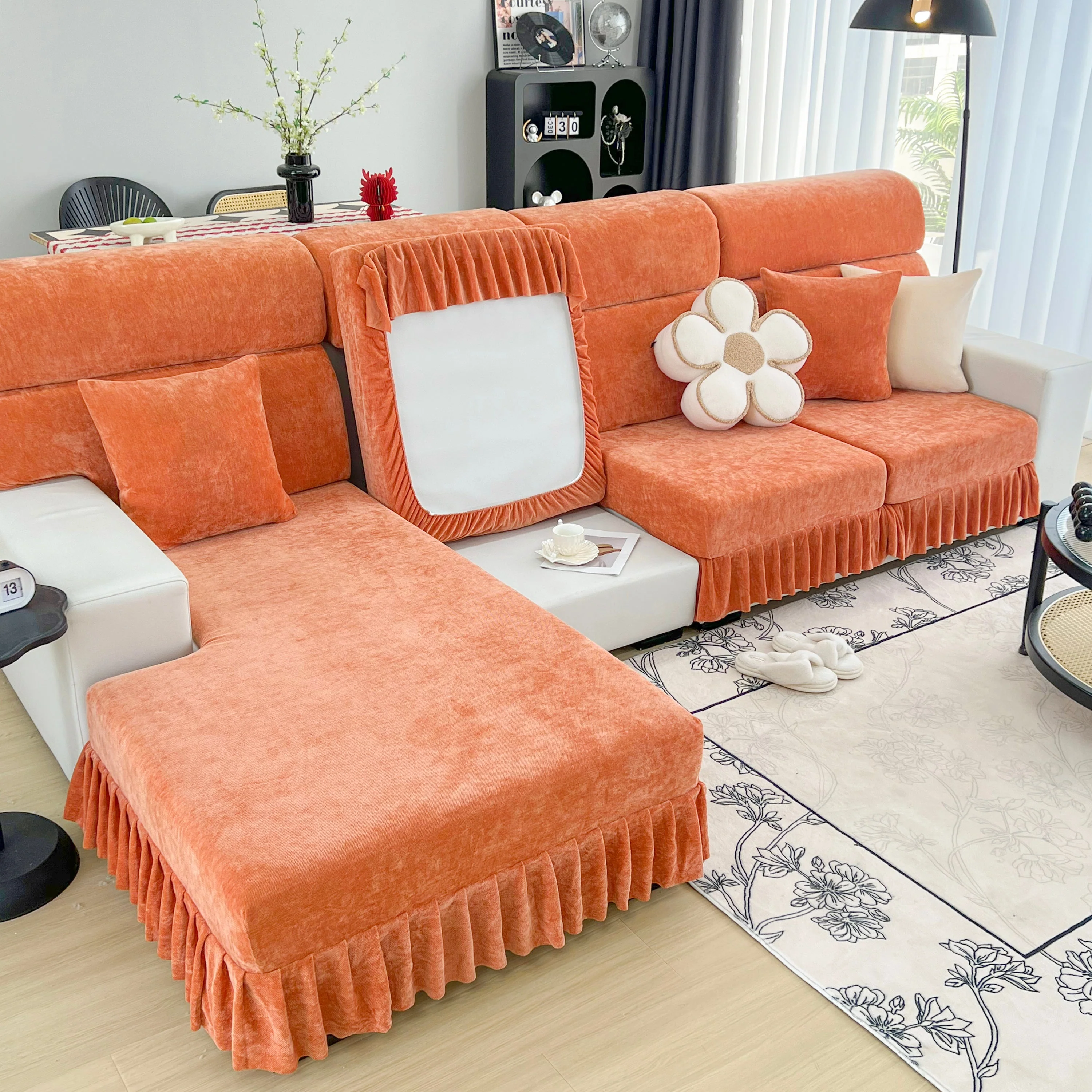 Universal Elastic Skirt Sofa Slipcover, Stretch Sofa Cushion Cover For Bedroom Office Living Room - Image 33