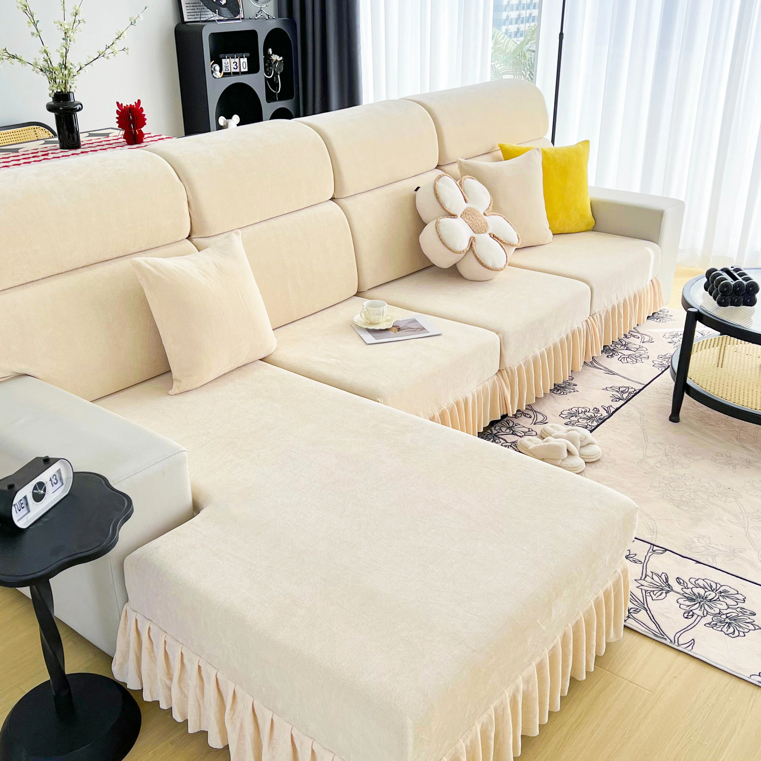 Universal Elastic Skirt Sofa Slipcover, Stretch Sofa Cushion Cover For Bedroom Office Living Room - Image 37