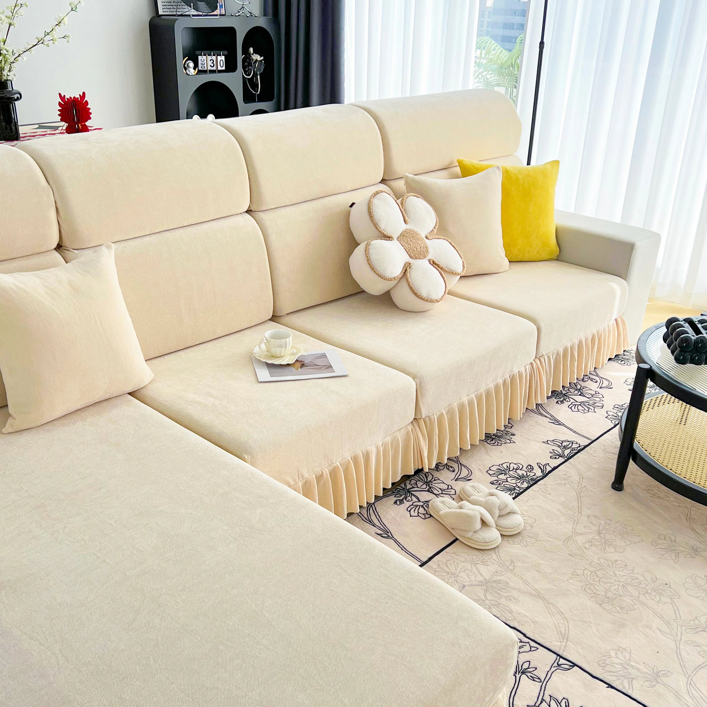 Universal Elastic Skirt Sofa Slipcover, Stretch Sofa Cushion Cover For Bedroom Office Living Room - Image 38