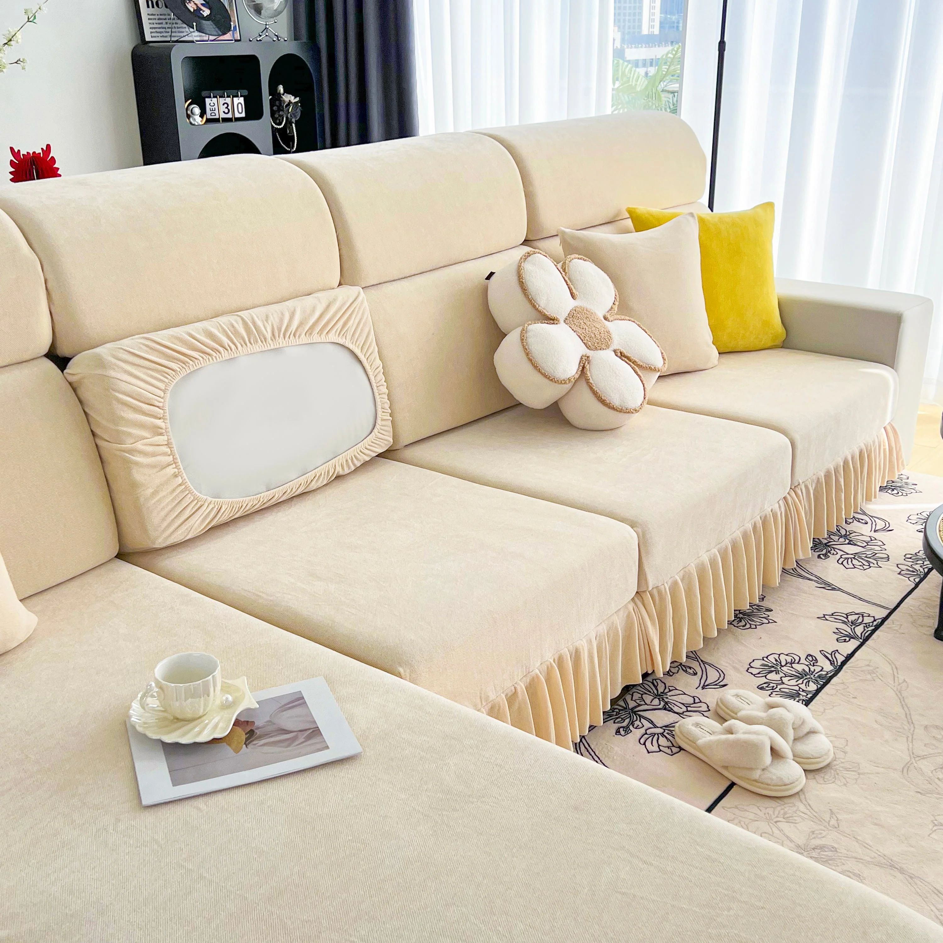 Universal Elastic Skirt Sofa Slipcover, Stretch Sofa Cushion Cover For Bedroom Office Living Room - Image 39