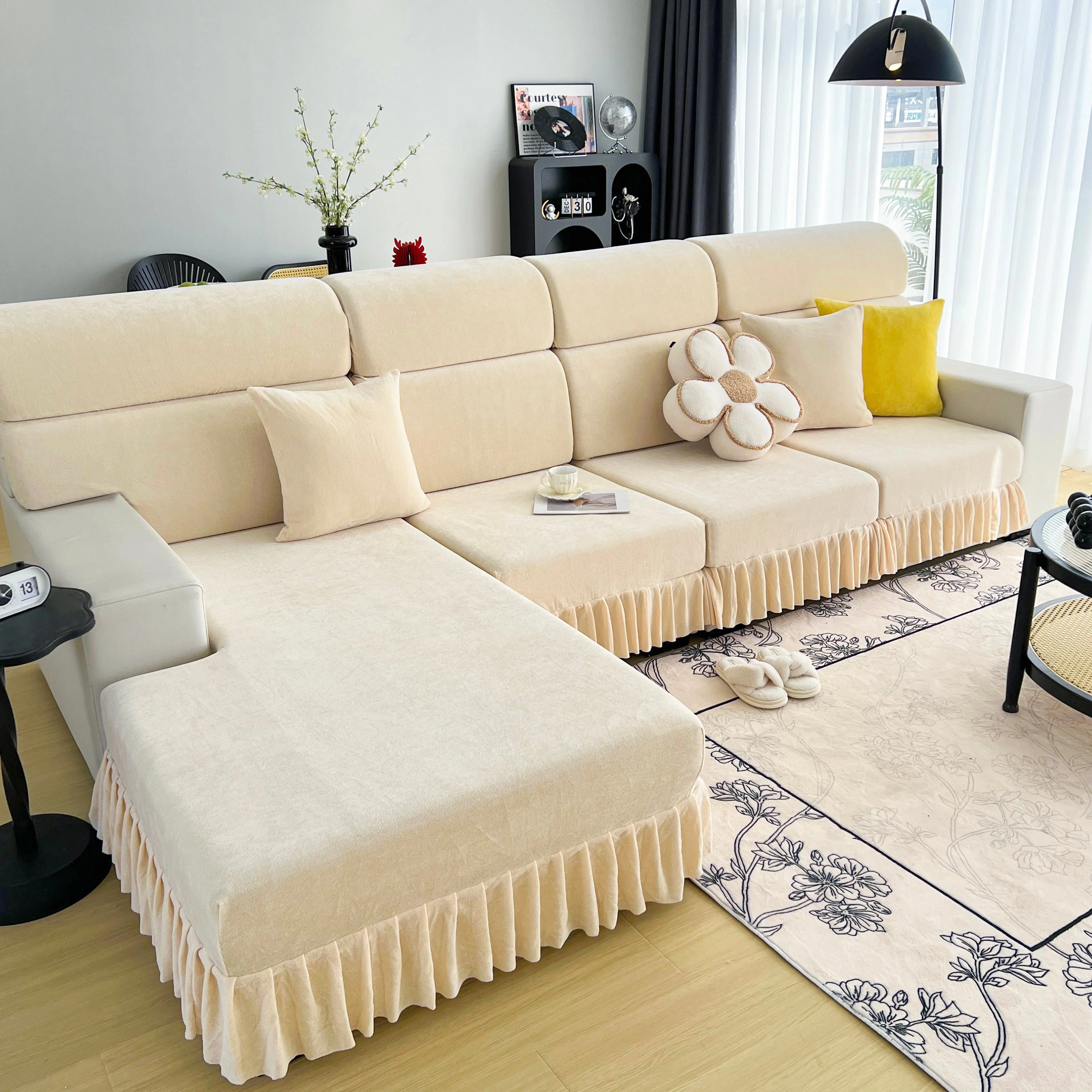 Universal Elastic Skirt Sofa Slipcover, Stretch Sofa Cushion Cover For Bedroom Office Living Room - Image 41