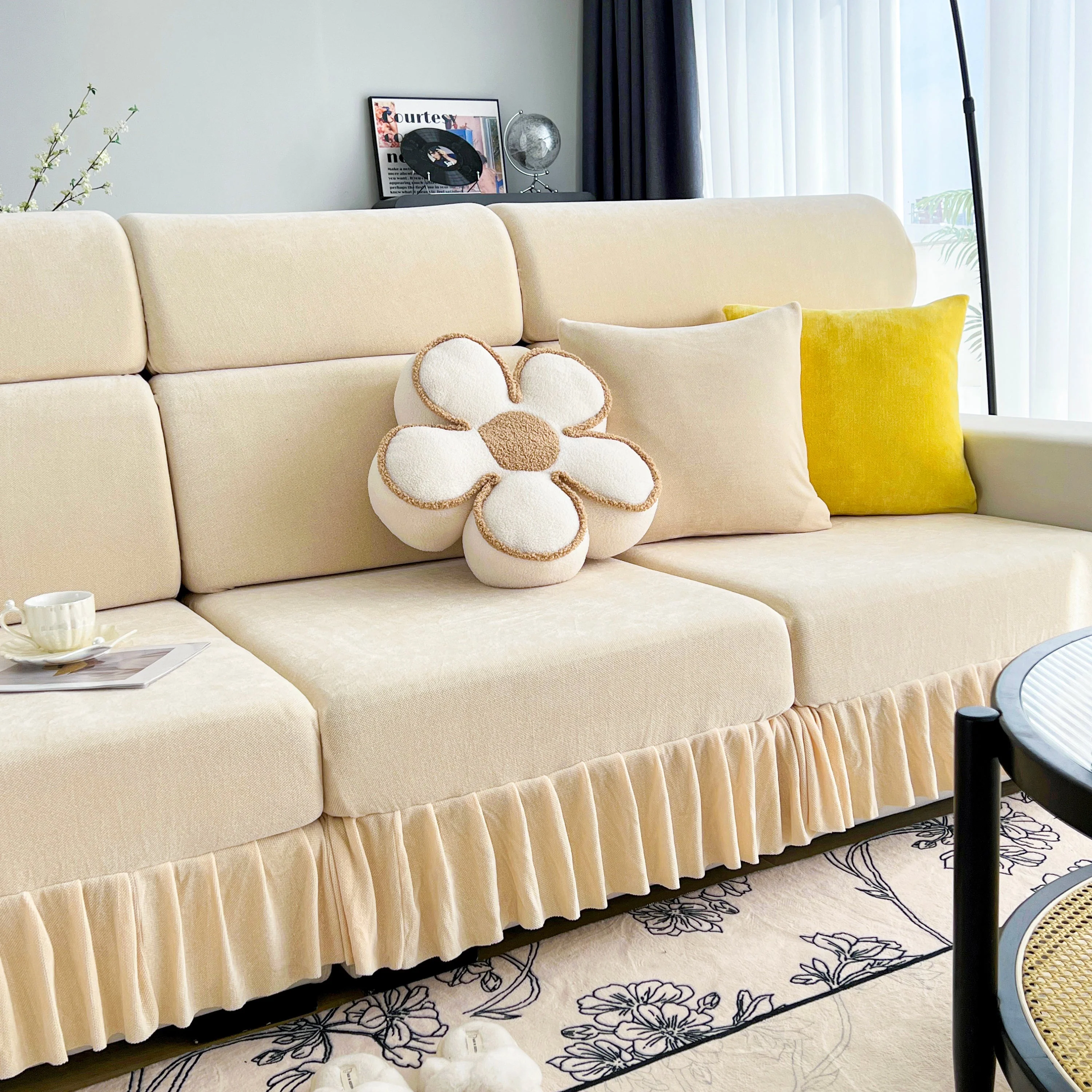 Universal Elastic Skirt Sofa Slipcover, Stretch Sofa Cushion Cover For Bedroom Office Living Room - Image 42