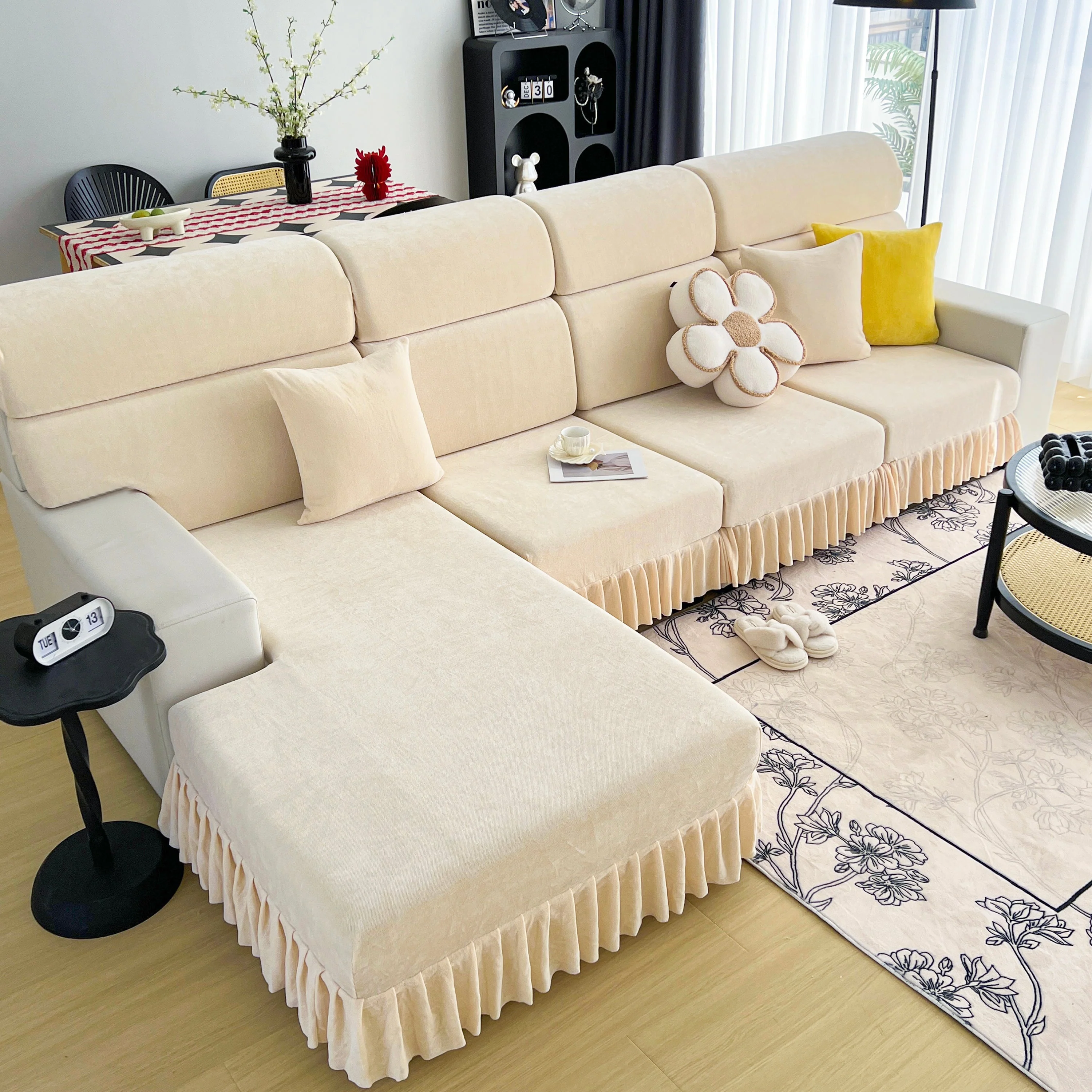 Universal Elastic Skirt Sofa Slipcover, Stretch Sofa Cushion Cover For Bedroom Office Living Room - Image 43