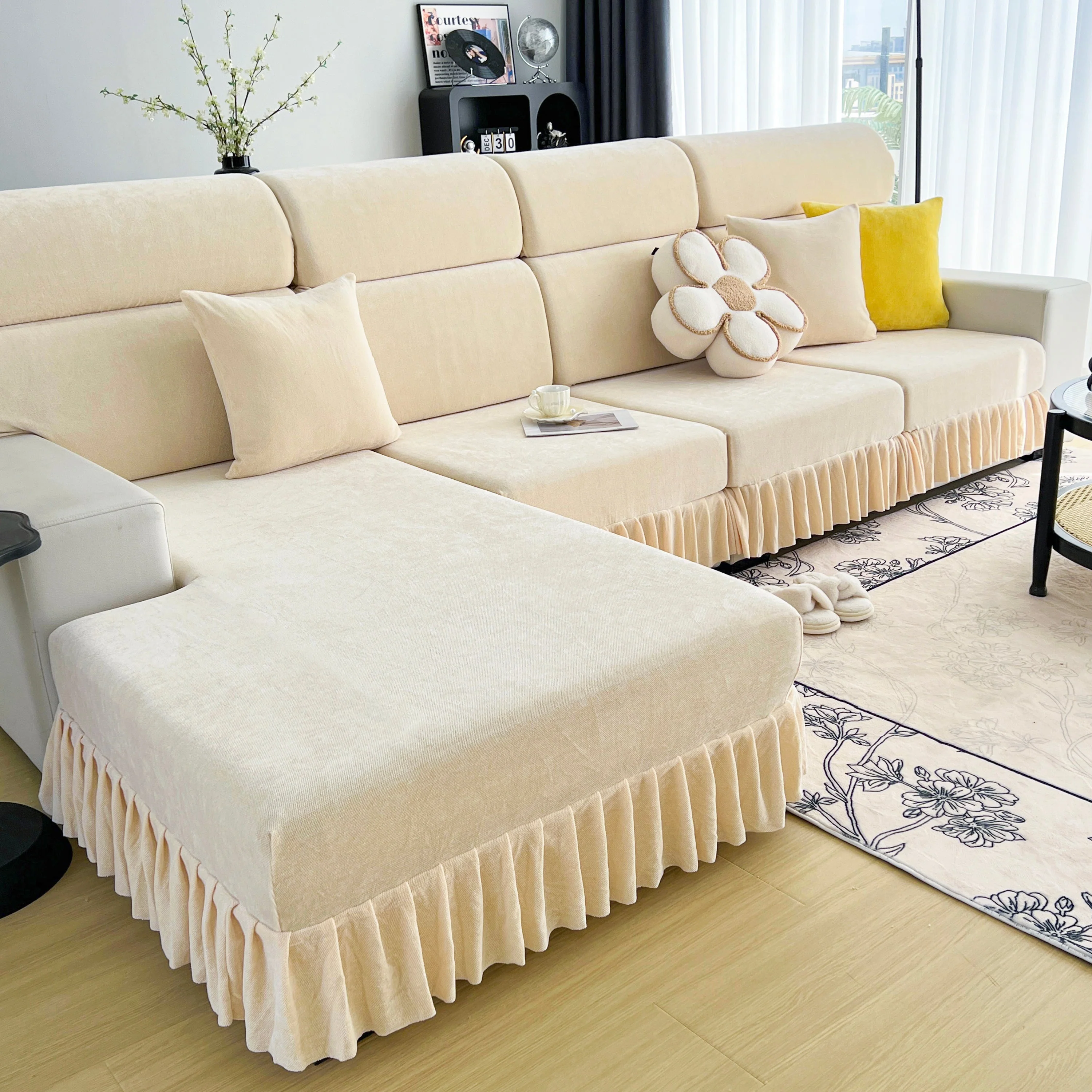 Universal Elastic Skirt Sofa Slipcover, Stretch Sofa Cushion Cover For Bedroom Office Living Room - Image 44