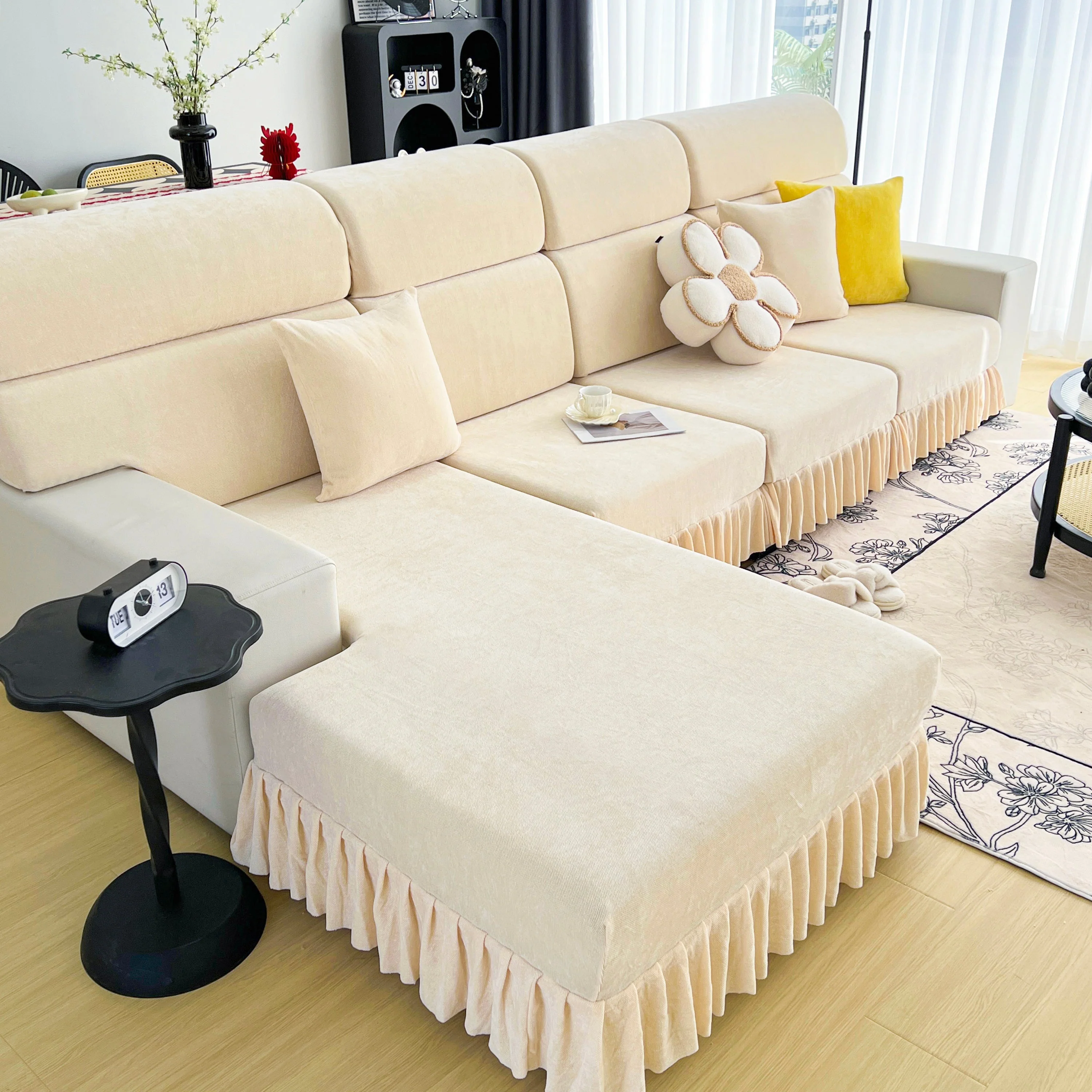 Universal Elastic Skirt Sofa Slipcover, Stretch Sofa Cushion Cover For Bedroom Office Living Room - Image 45
