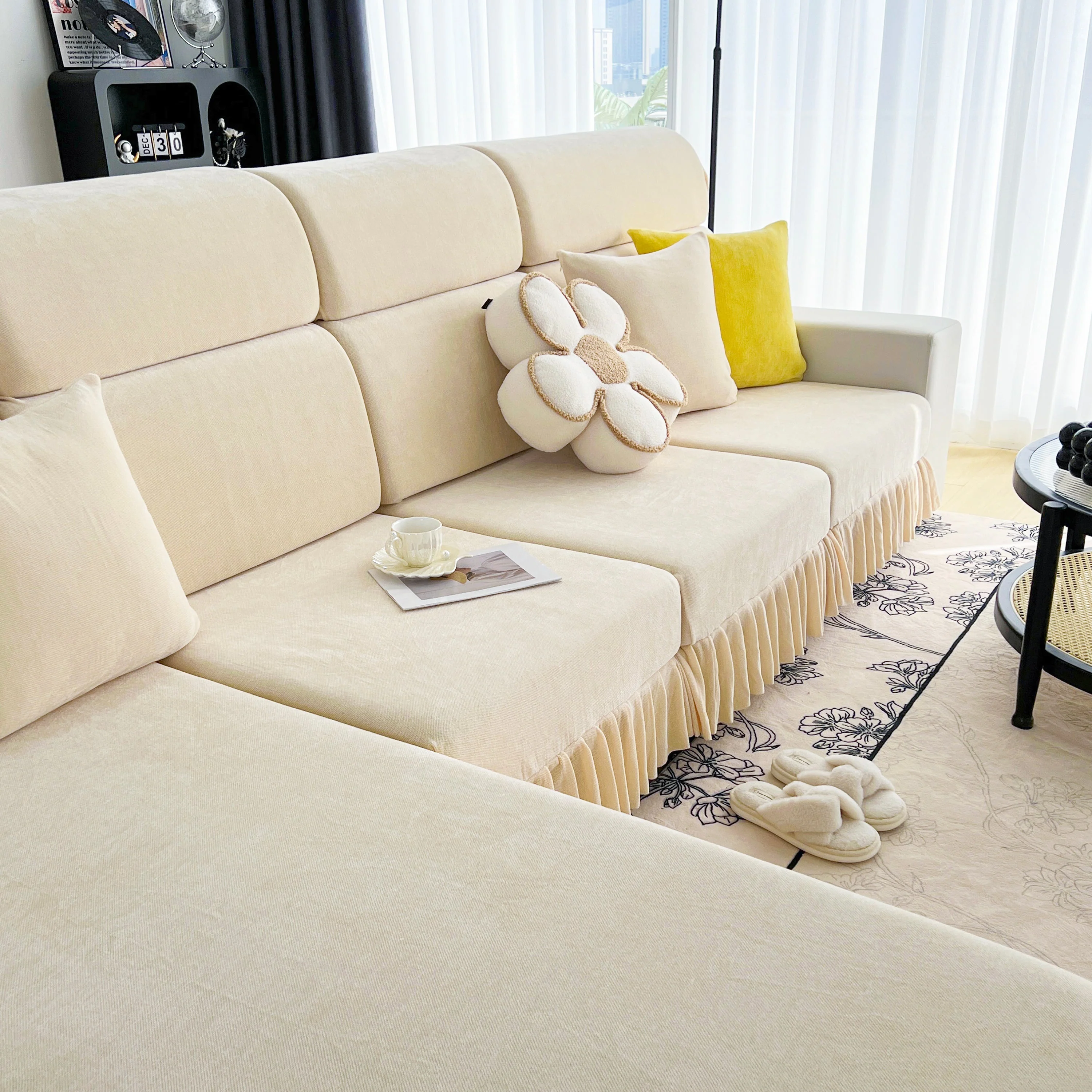 Universal Elastic Skirt Sofa Slipcover, Stretch Sofa Cushion Cover For Bedroom Office Living Room - Image 47