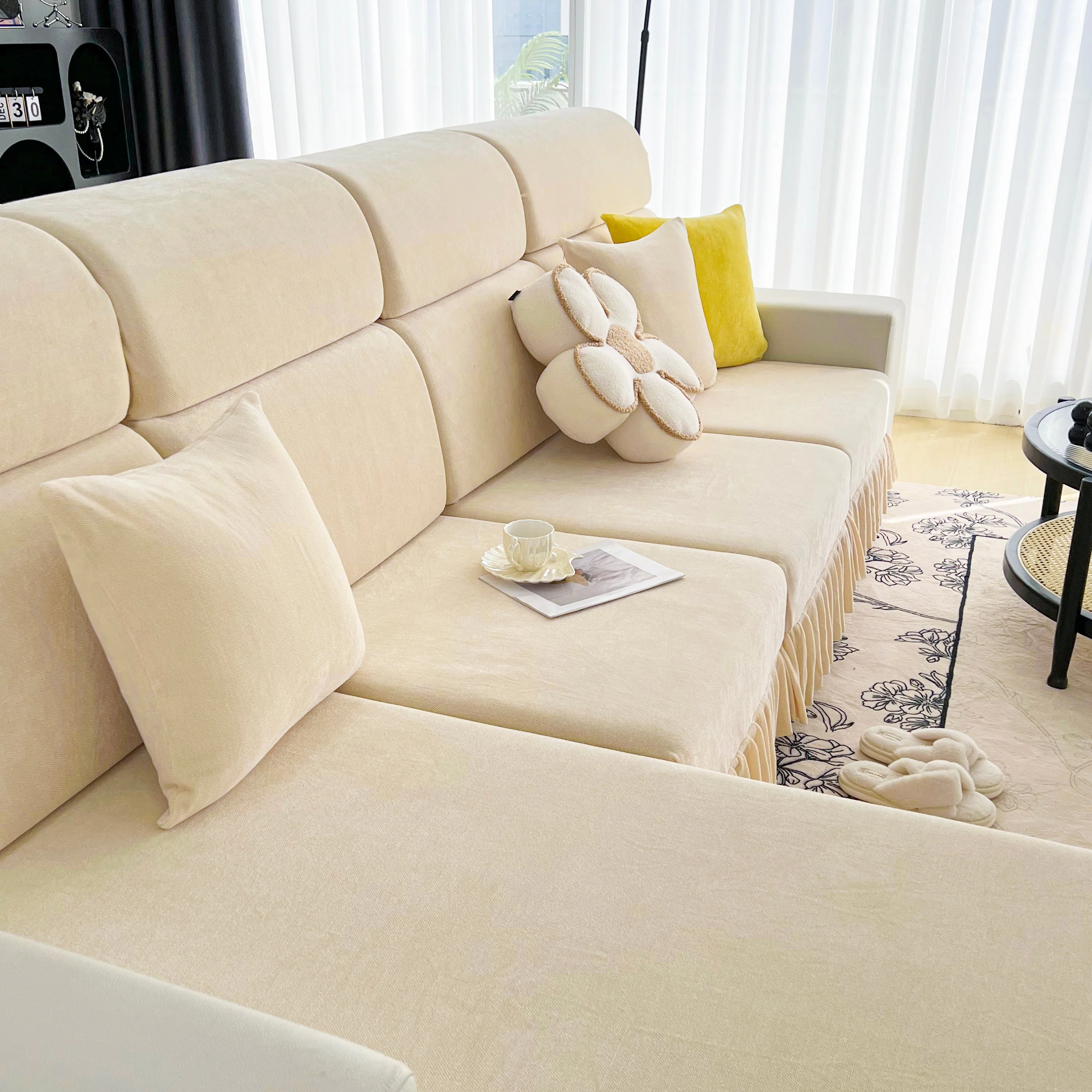 Universal Elastic Skirt Sofa Slipcover, Stretch Sofa Cushion Cover For Bedroom Office Living Room - Image 49