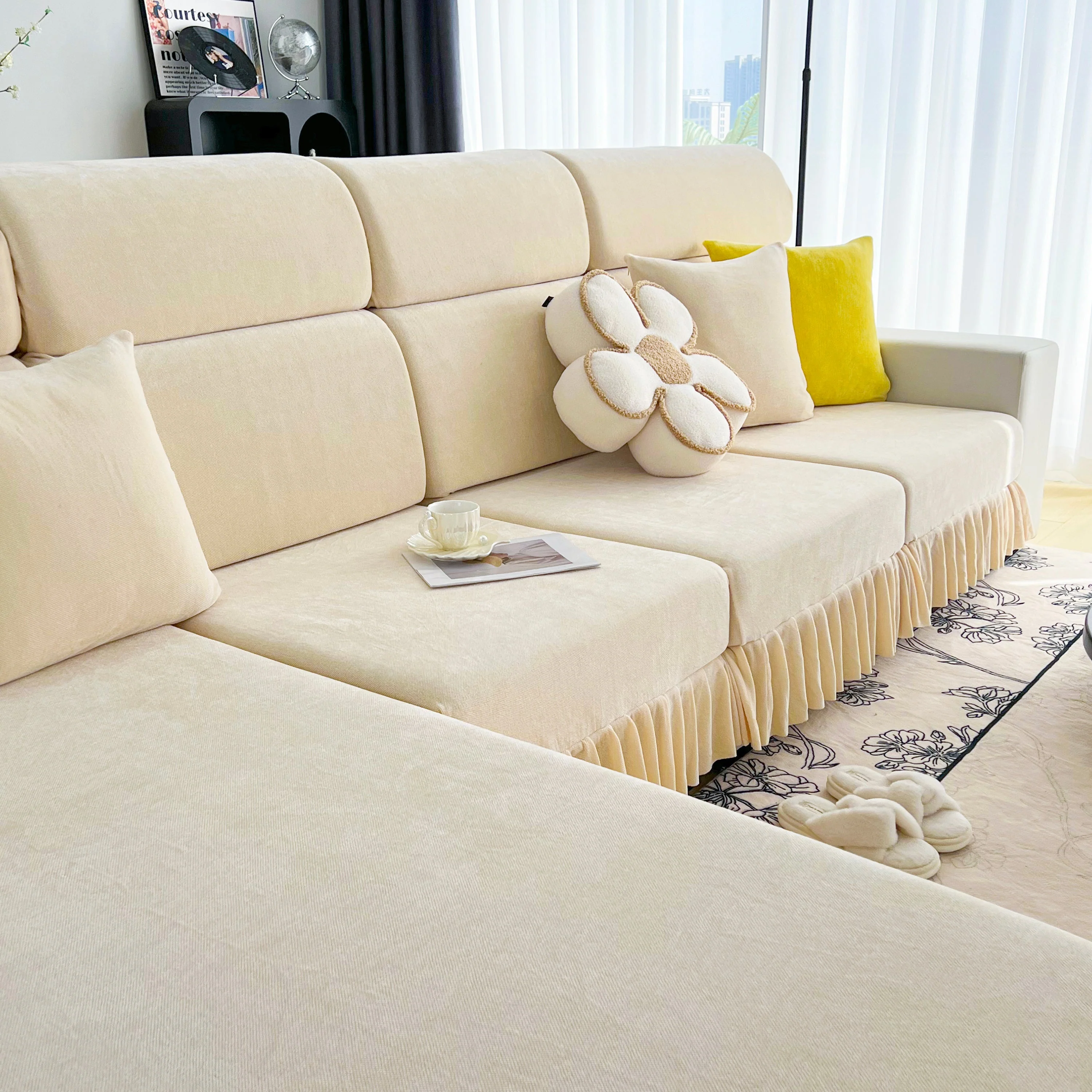 Universal Elastic Skirt Sofa Slipcover, Stretch Sofa Cushion Cover For Bedroom Office Living Room - Image 50