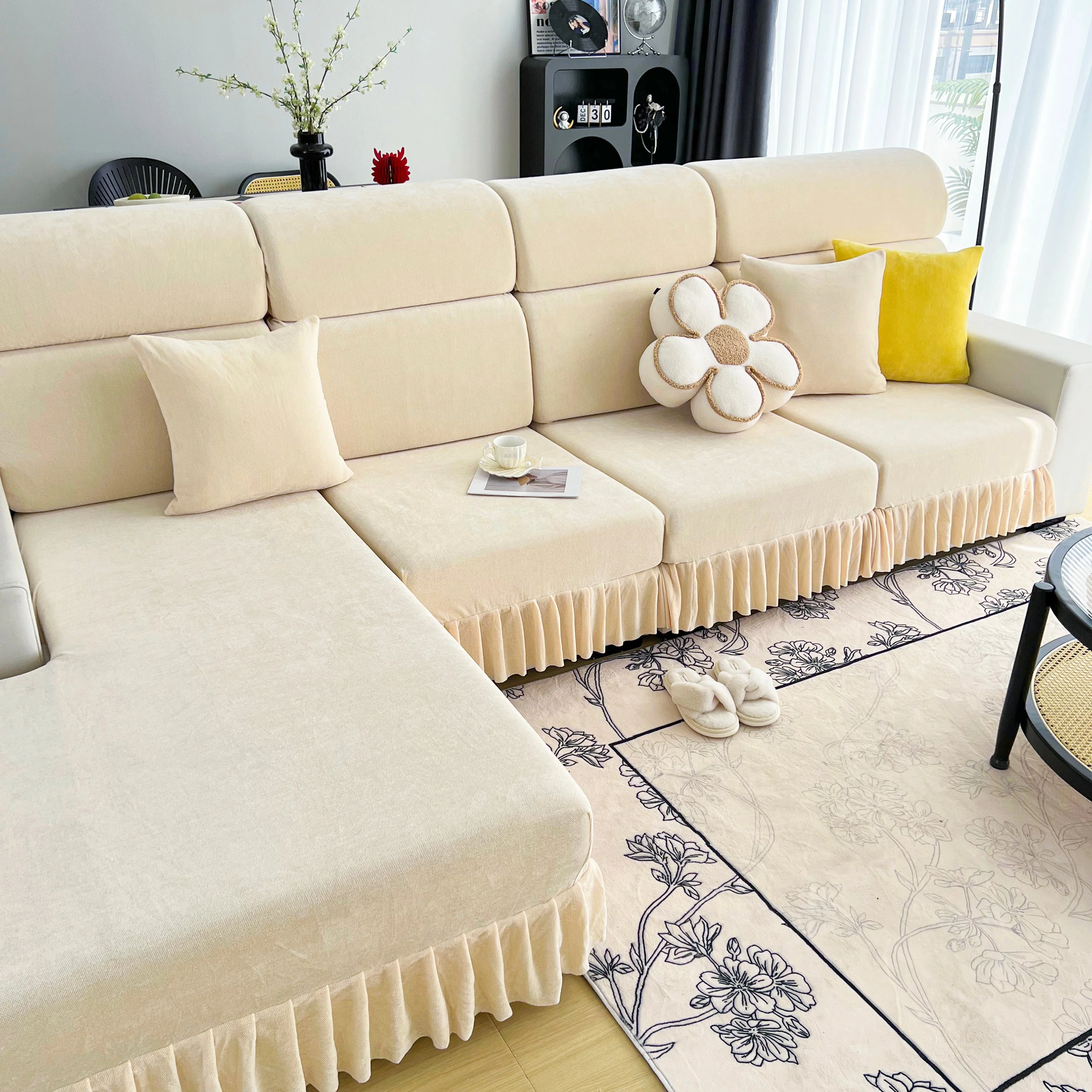 Universal Elastic Skirt Sofa Slipcover, Stretch Sofa Cushion Cover For Bedroom Office Living Room - Image 51