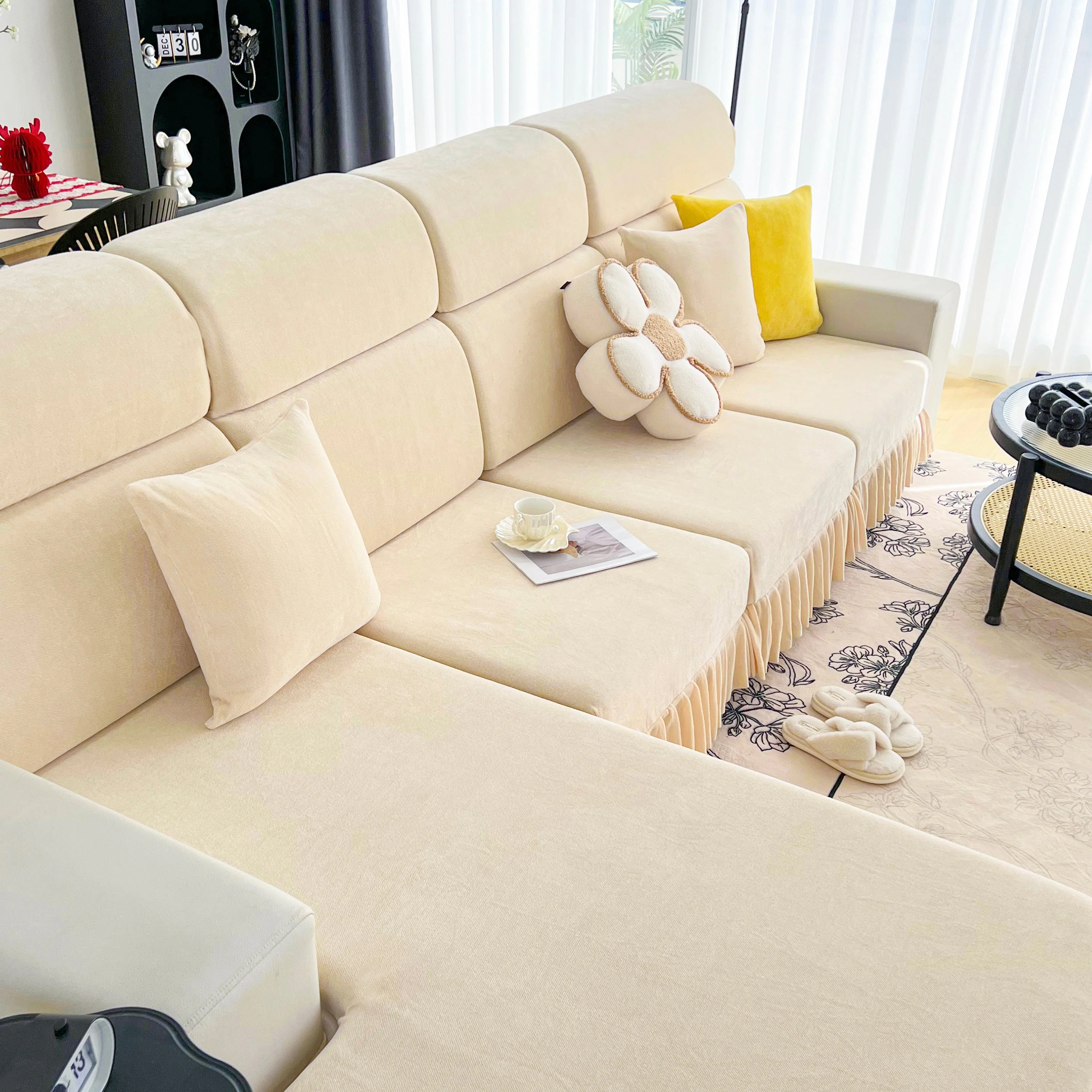 Universal Elastic Skirt Sofa Slipcover, Stretch Sofa Cushion Cover For Bedroom Office Living Room - Image 52