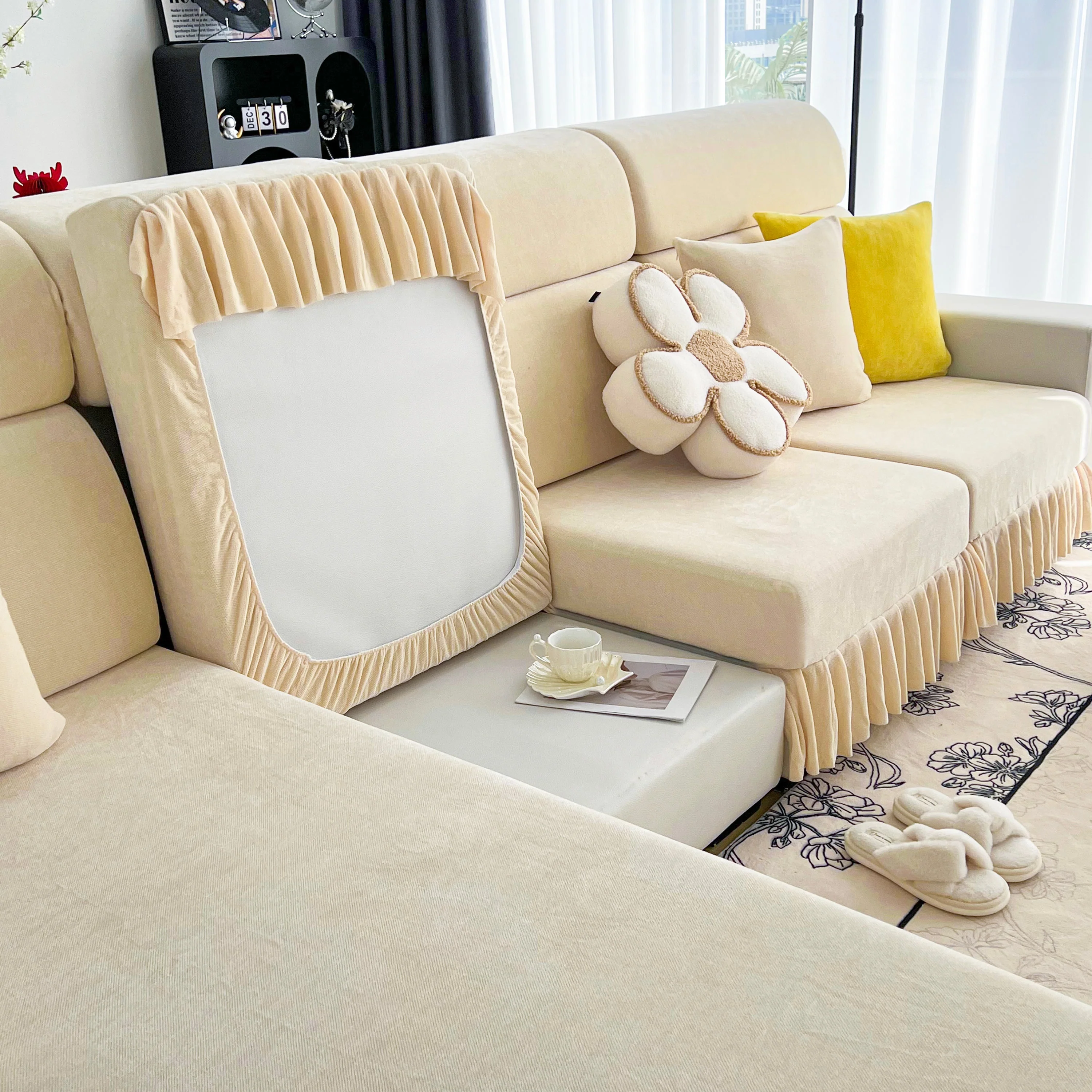 Universal Elastic Skirt Sofa Slipcover, Stretch Sofa Cushion Cover For Bedroom Office Living Room - Image 54