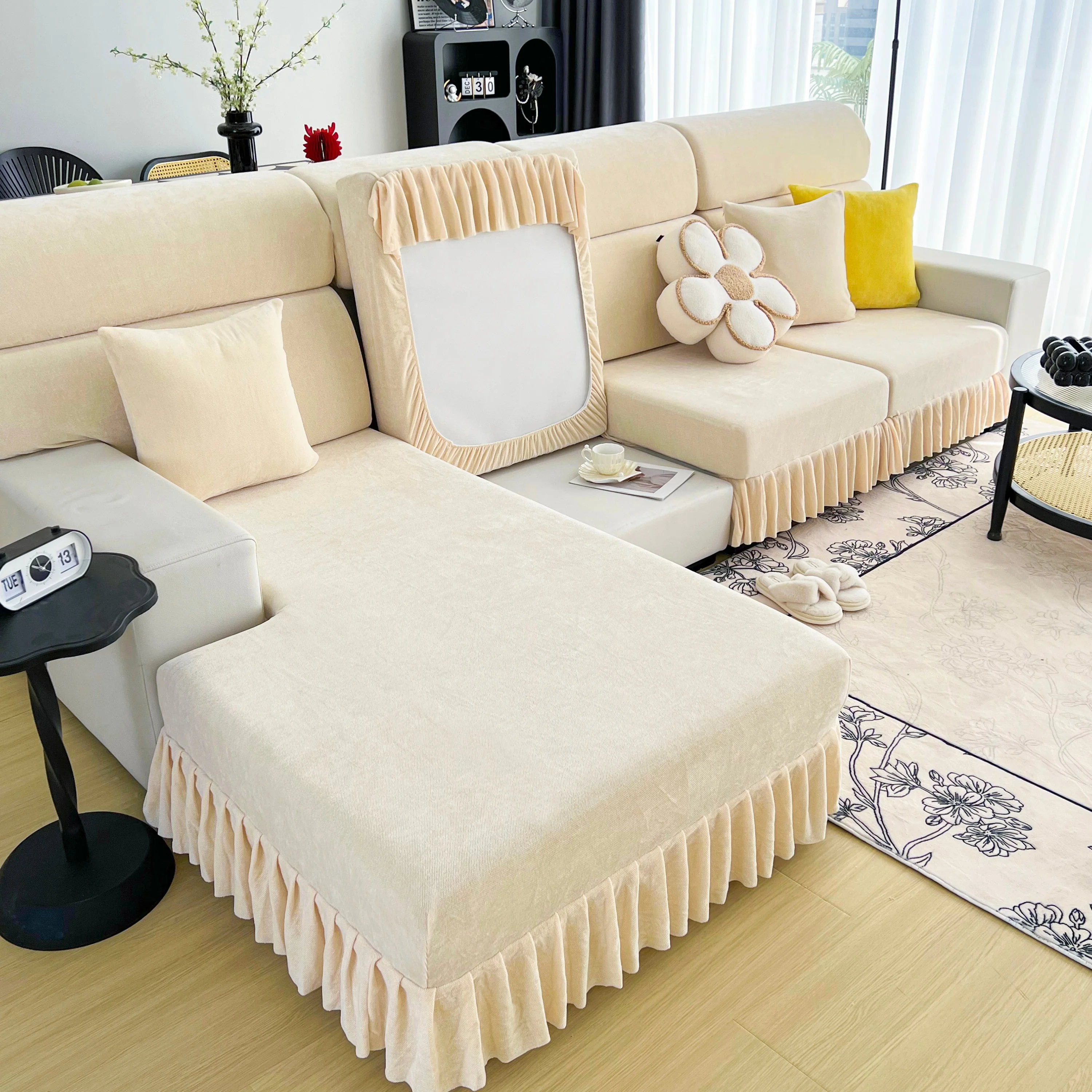 Universal Elastic Skirt Sofa Slipcover, Stretch Sofa Cushion Cover For Bedroom Office Living Room - Image 55