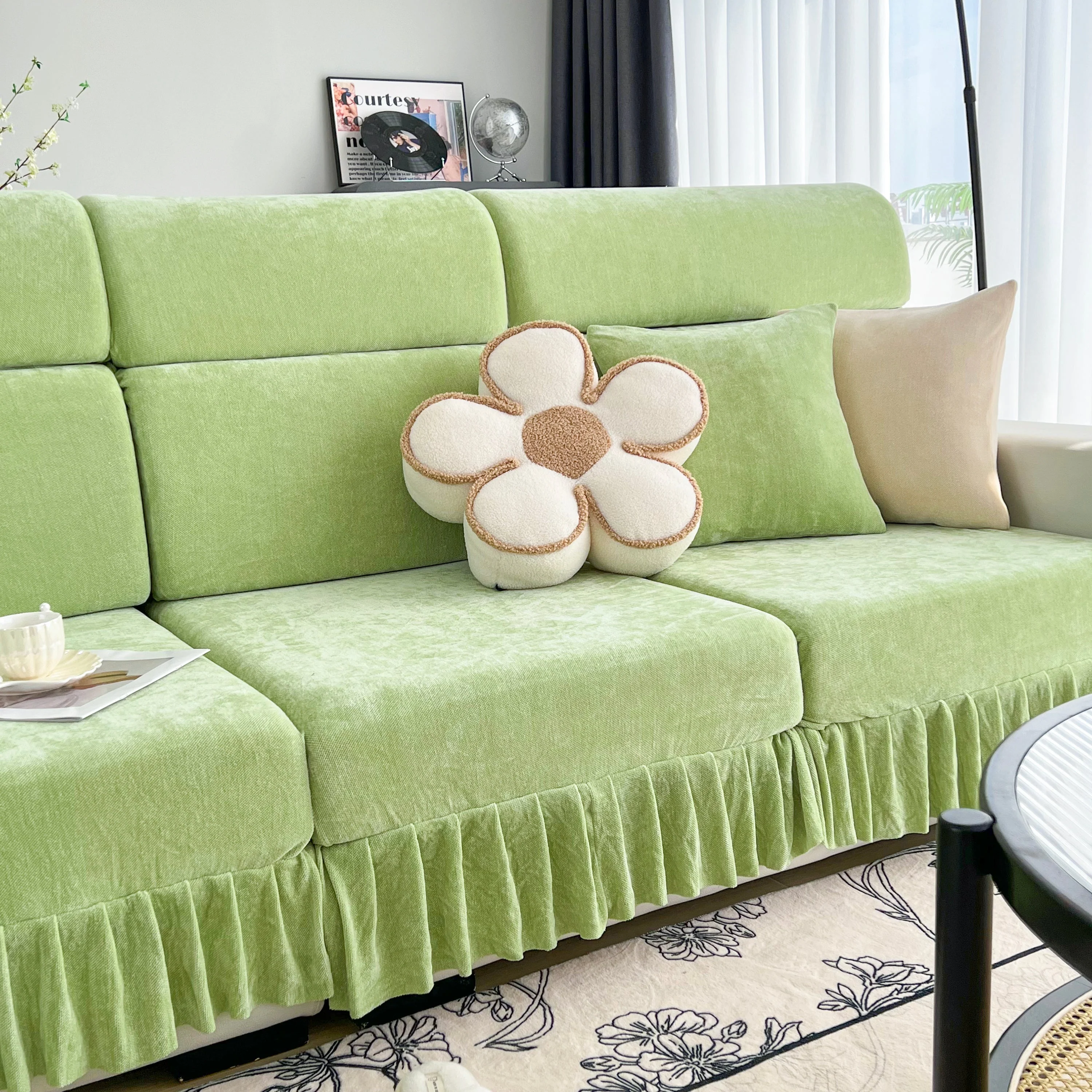 Universal Elastic Skirt Sofa Slipcover, Stretch Sofa Cushion Cover For Bedroom Office Living Room - Image 59