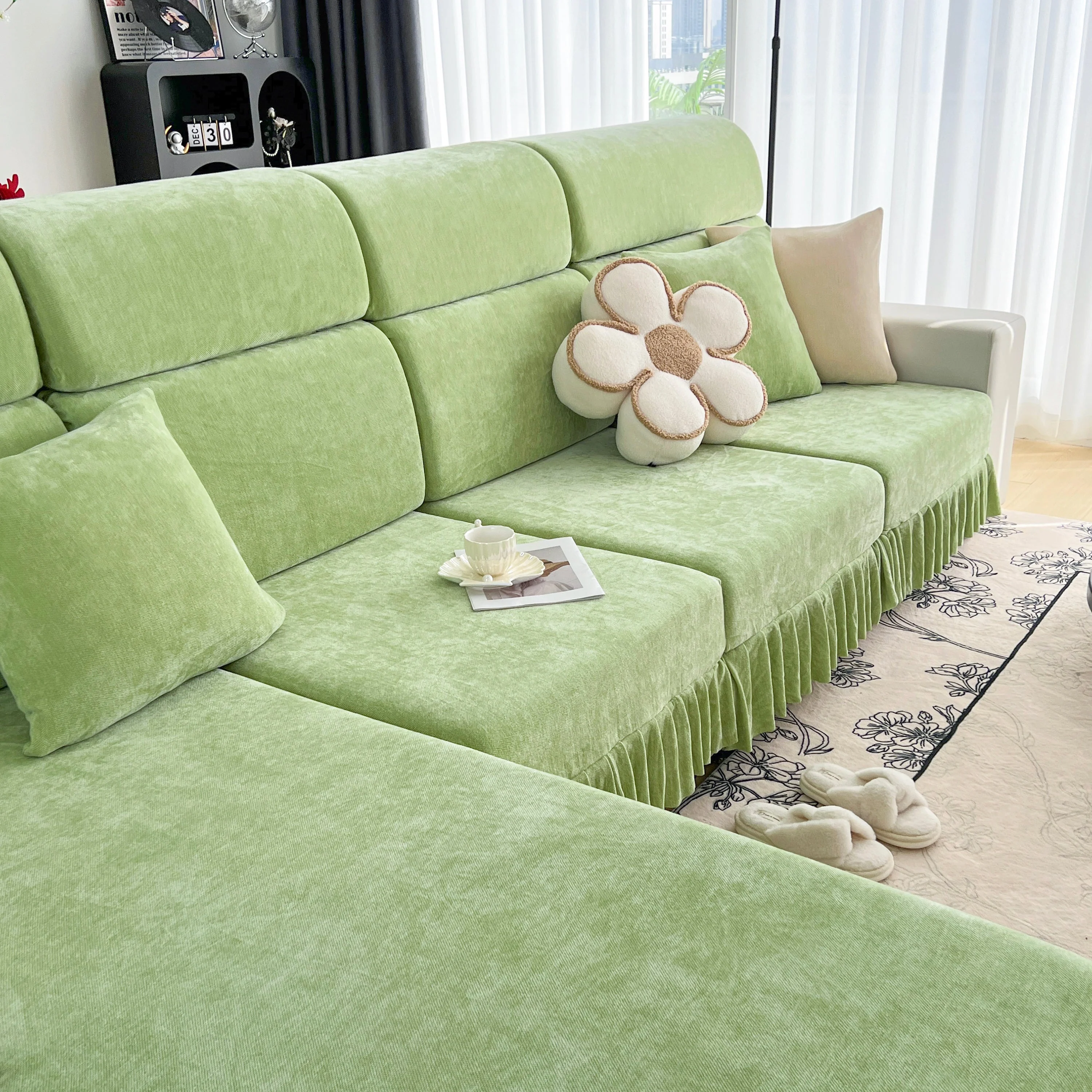 Universal Elastic Skirt Sofa Slipcover, Stretch Sofa Cushion Cover For Bedroom Office Living Room - Image 60