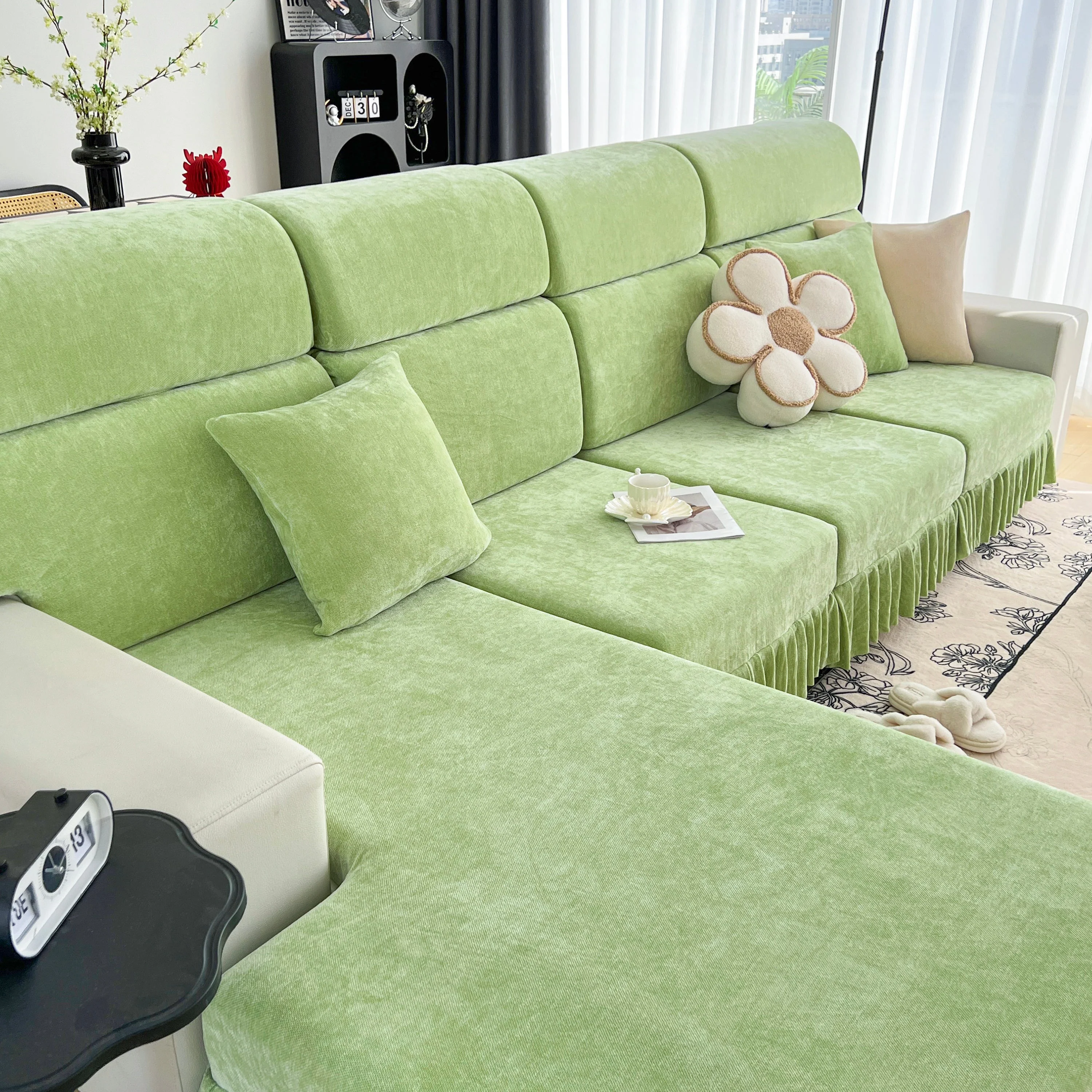 Universal Elastic Skirt Sofa Slipcover, Stretch Sofa Cushion Cover For Bedroom Office Living Room - Image 61