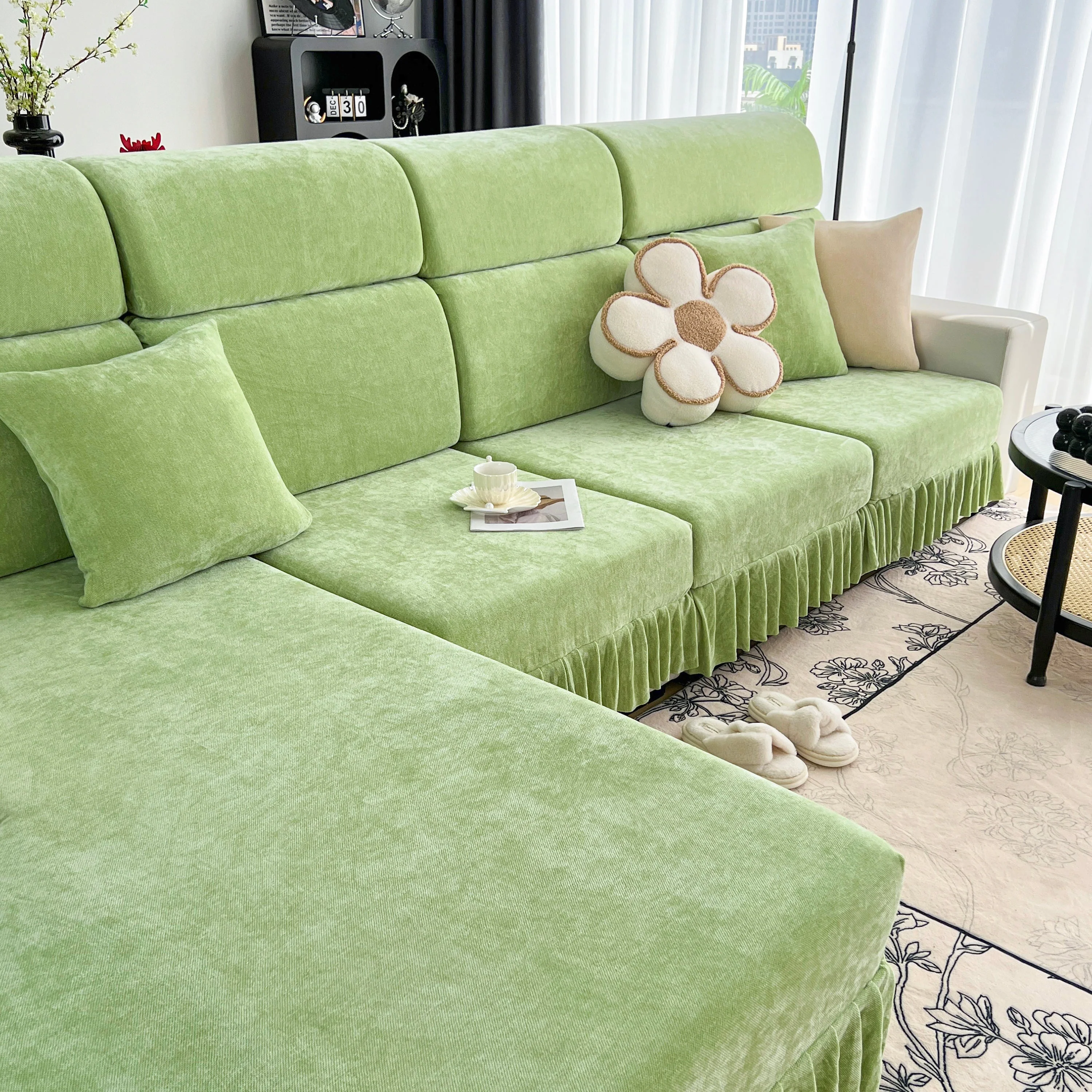 Universal Elastic Skirt Sofa Slipcover, Stretch Sofa Cushion Cover For Bedroom Office Living Room - Image 62
