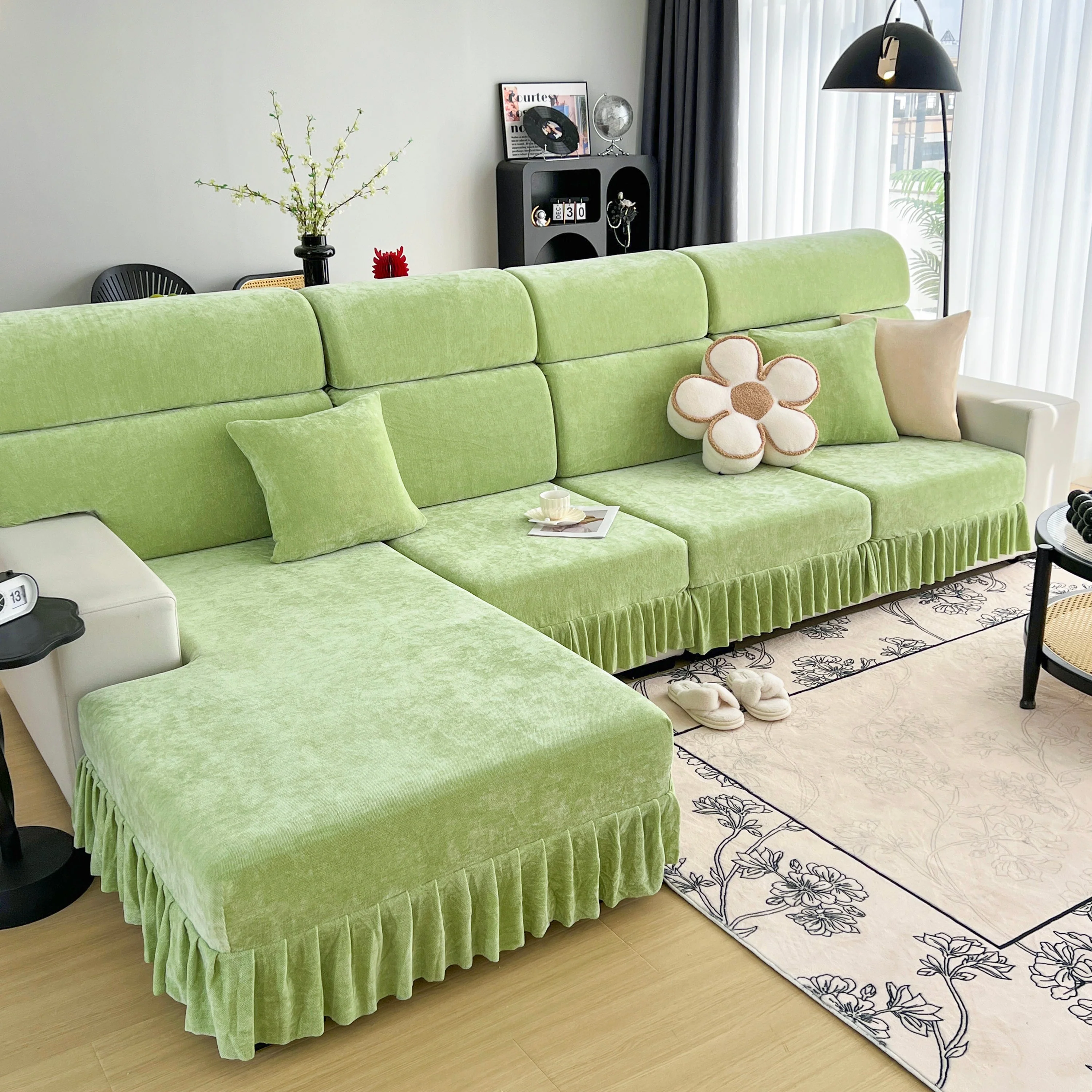 Universal Elastic Skirt Sofa Slipcover, Stretch Sofa Cushion Cover For Bedroom Office Living Room - Image 65