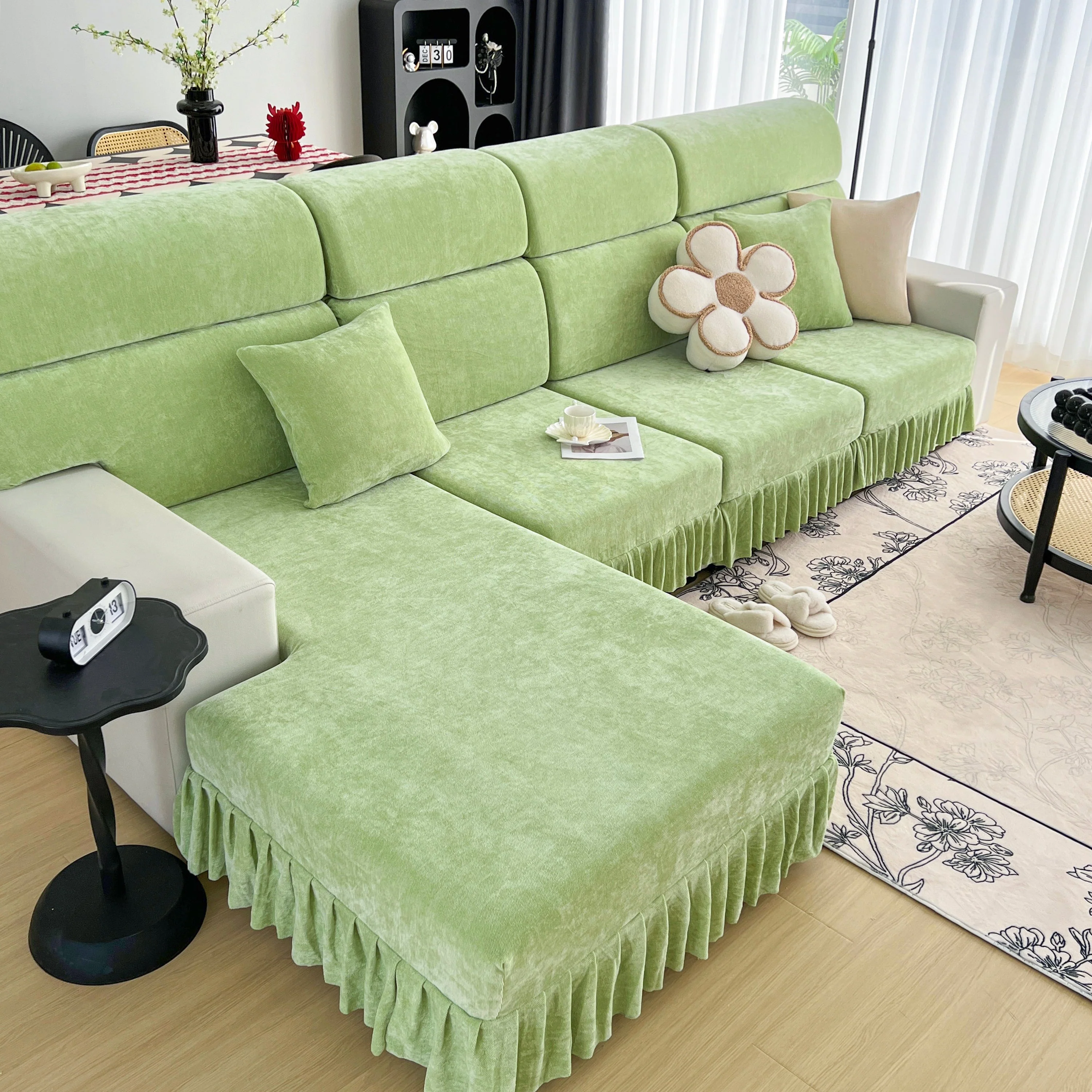 Universal Elastic Skirt Sofa Slipcover, Stretch Sofa Cushion Cover For Bedroom Office Living Room - Image 68