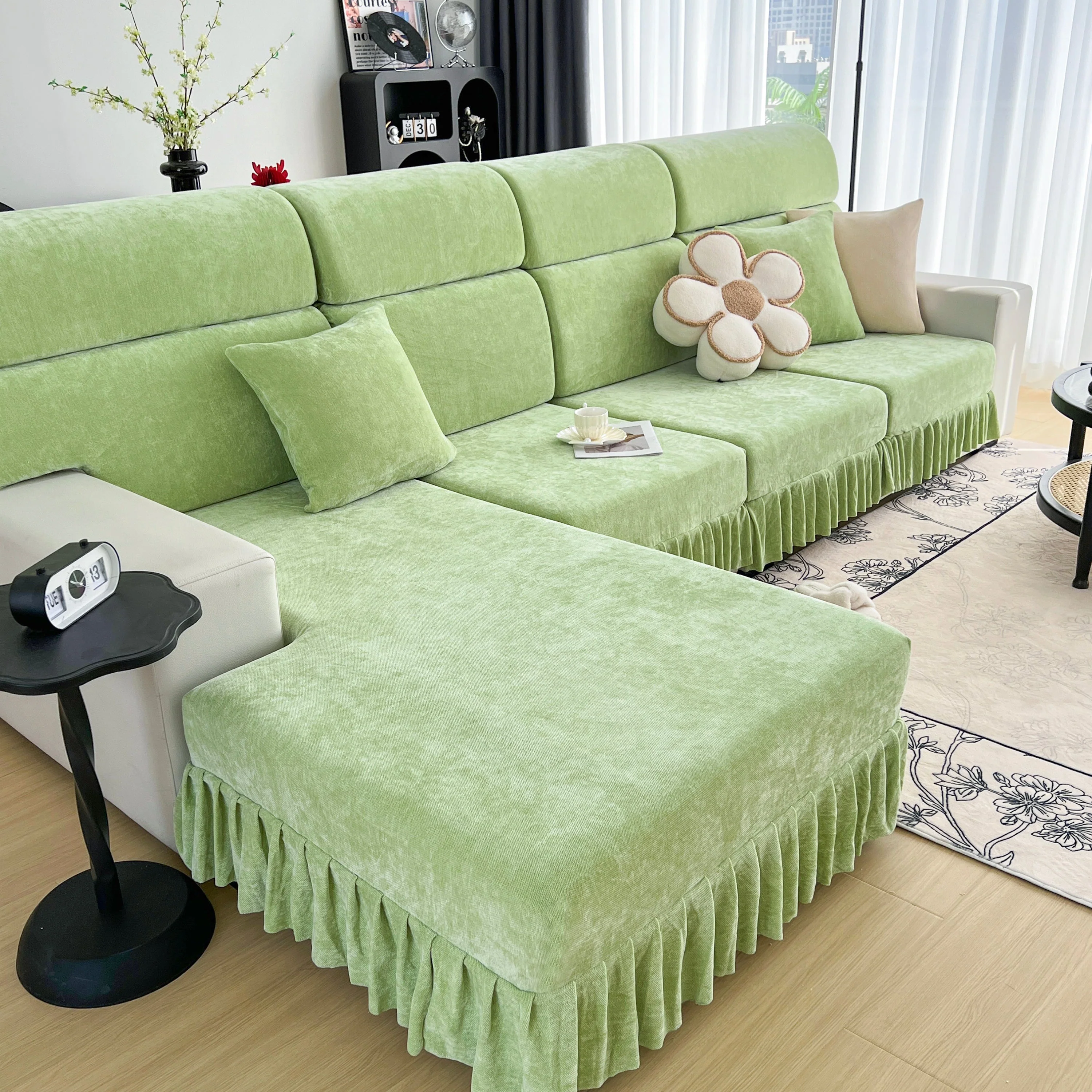 Universal Elastic Skirt Sofa Slipcover, Stretch Sofa Cushion Cover For Bedroom Office Living Room - Image 70
