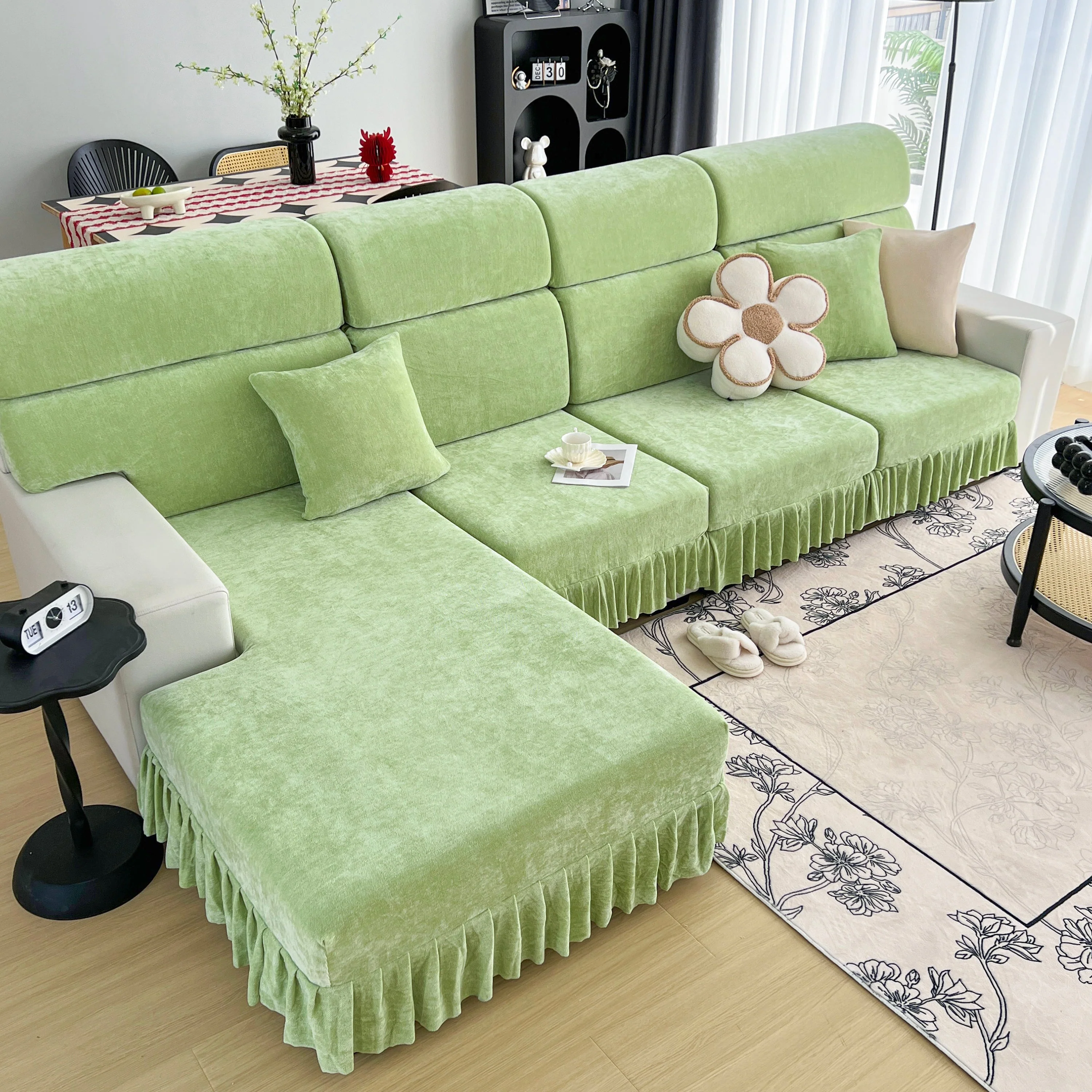 Universal Elastic Skirt Sofa Slipcover, Stretch Sofa Cushion Cover For Bedroom Office Living Room - Image 71