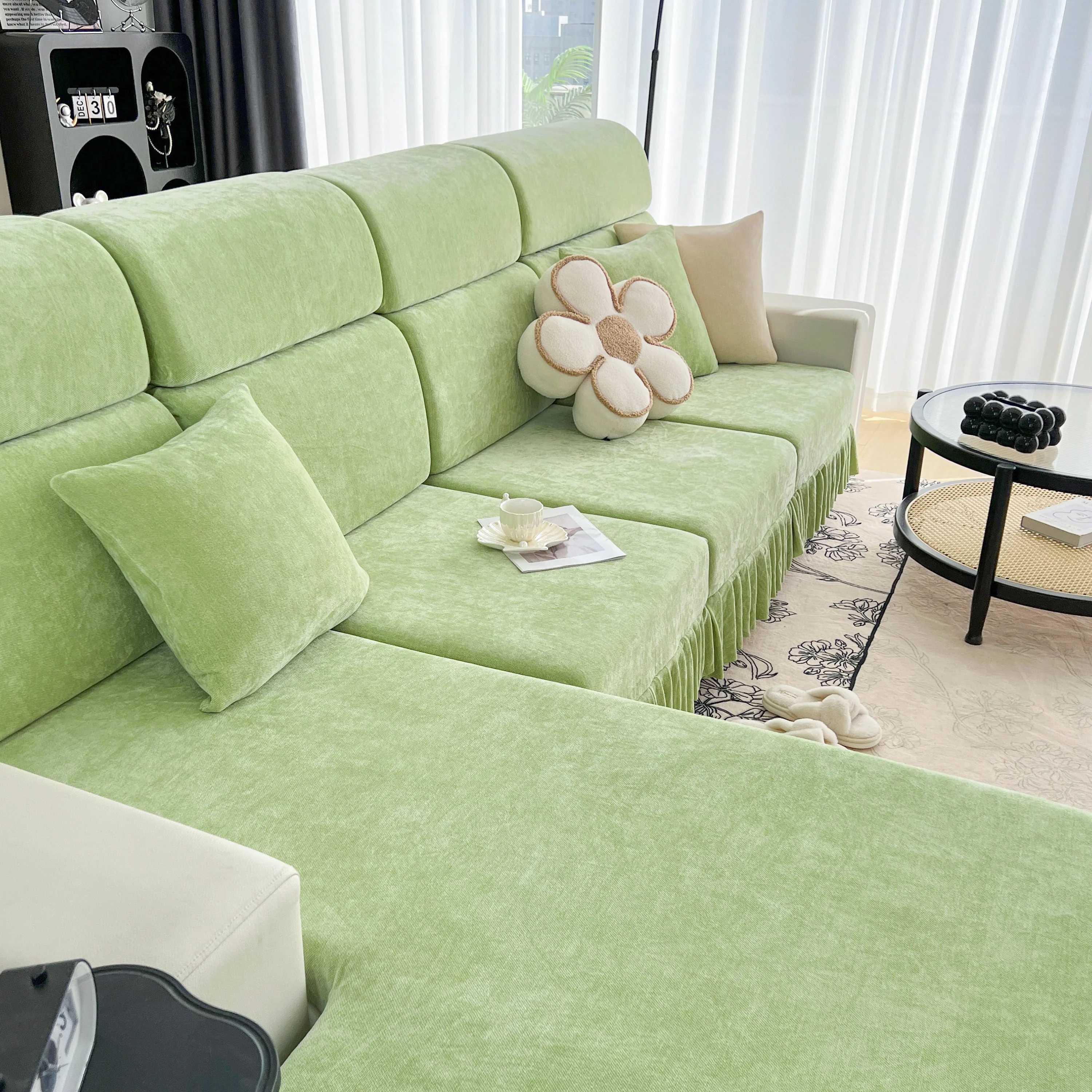 Universal Elastic Skirt Sofa Slipcover, Stretch Sofa Cushion Cover For Bedroom Office Living Room - Image 72