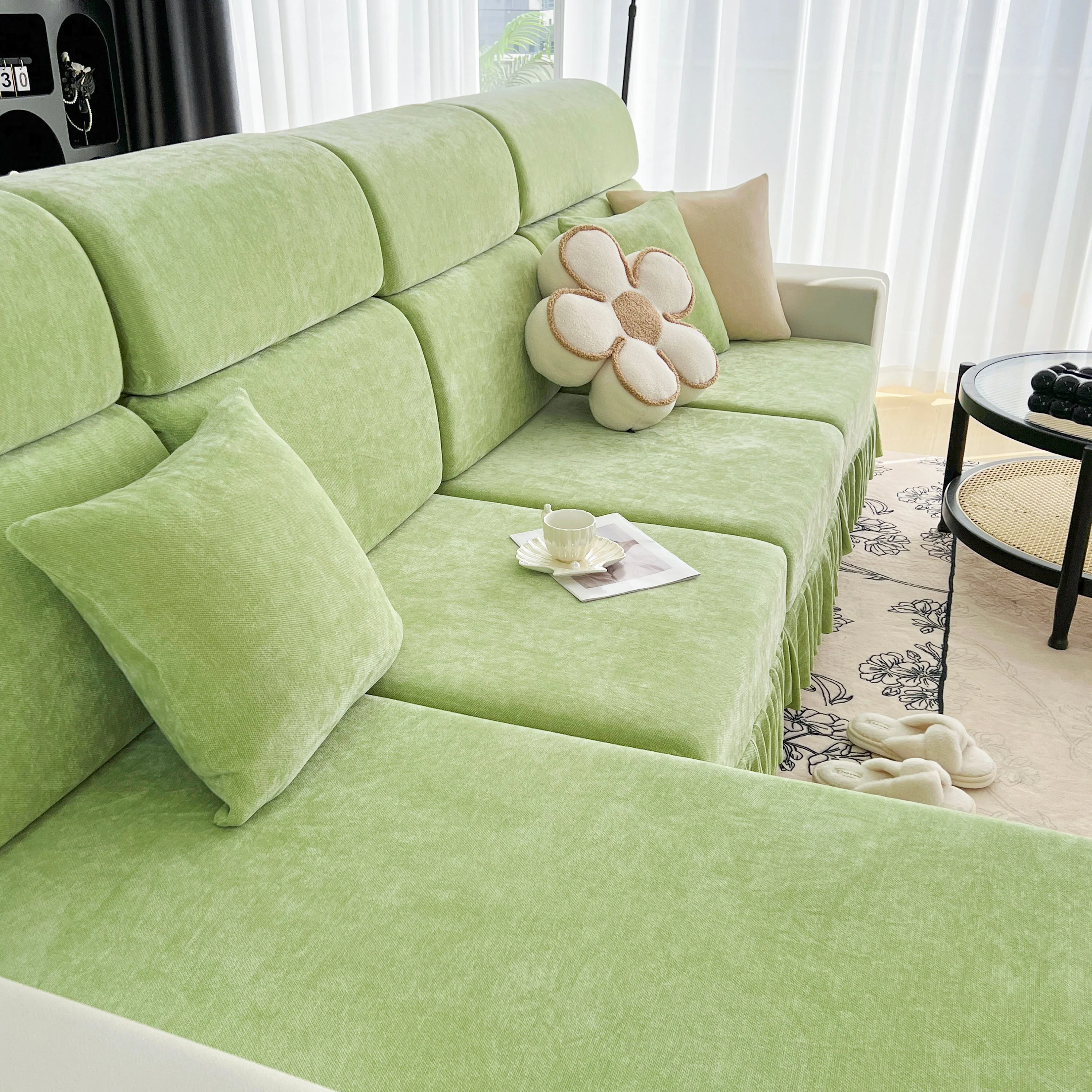 Universal Elastic Skirt Sofa Slipcover, Stretch Sofa Cushion Cover For Bedroom Office Living Room - Image 73
