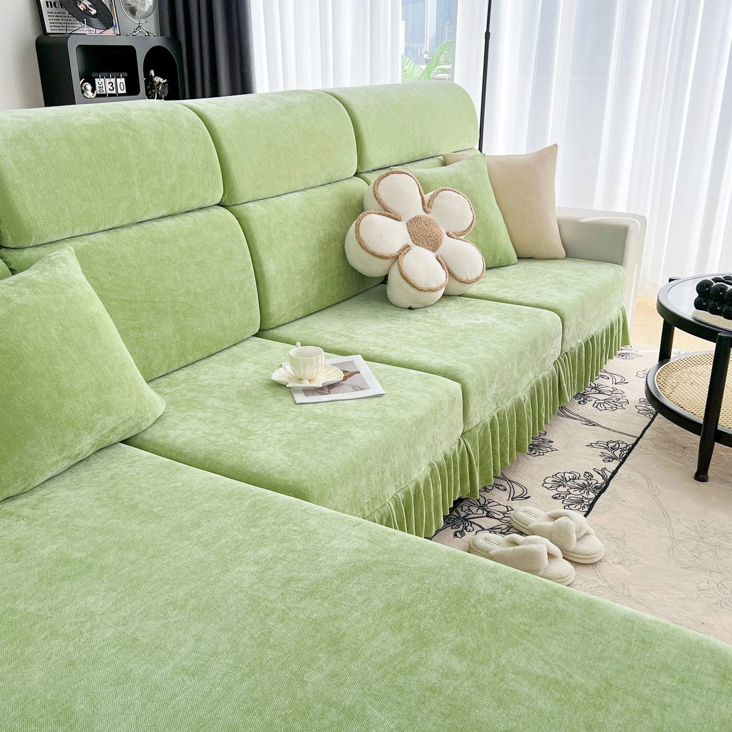 Universal Elastic Skirt Sofa Slipcover, Stretch Sofa Cushion Cover For Bedroom Office Living Room - Image 74