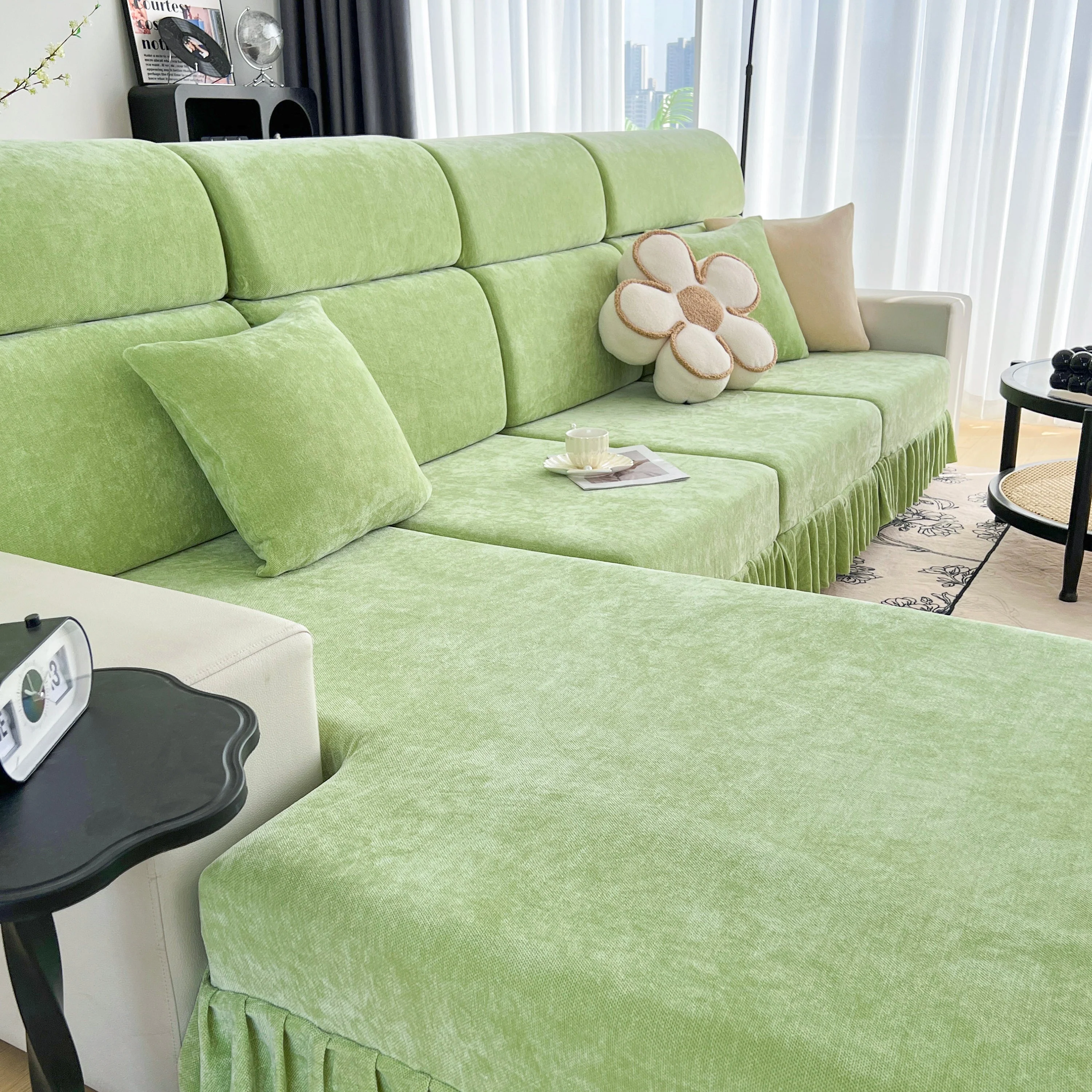 Universal Elastic Skirt Sofa Slipcover, Stretch Sofa Cushion Cover For Bedroom Office Living Room - Image 75