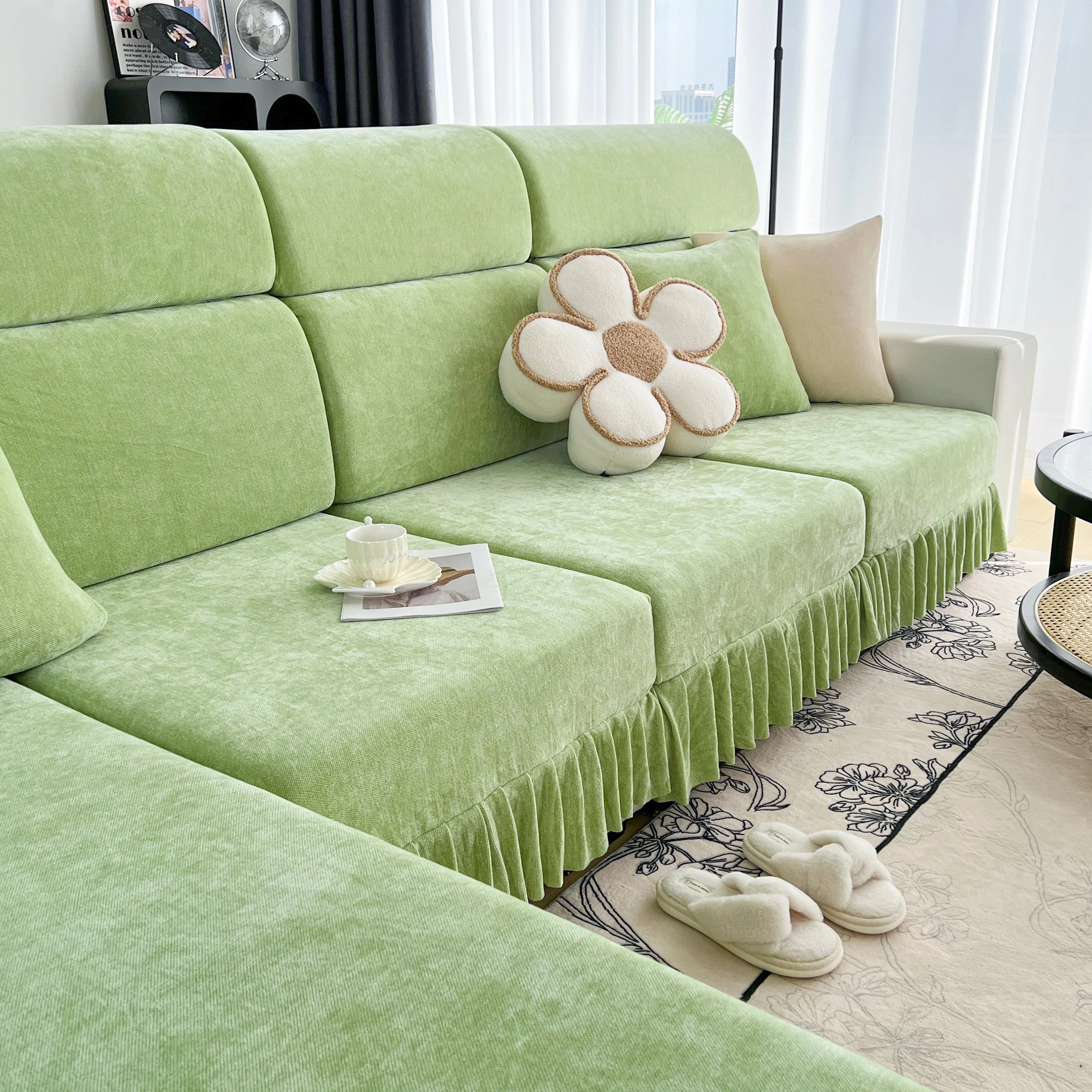 Universal Elastic Skirt Sofa Slipcover, Stretch Sofa Cushion Cover For Bedroom Office Living Room - Image 77
