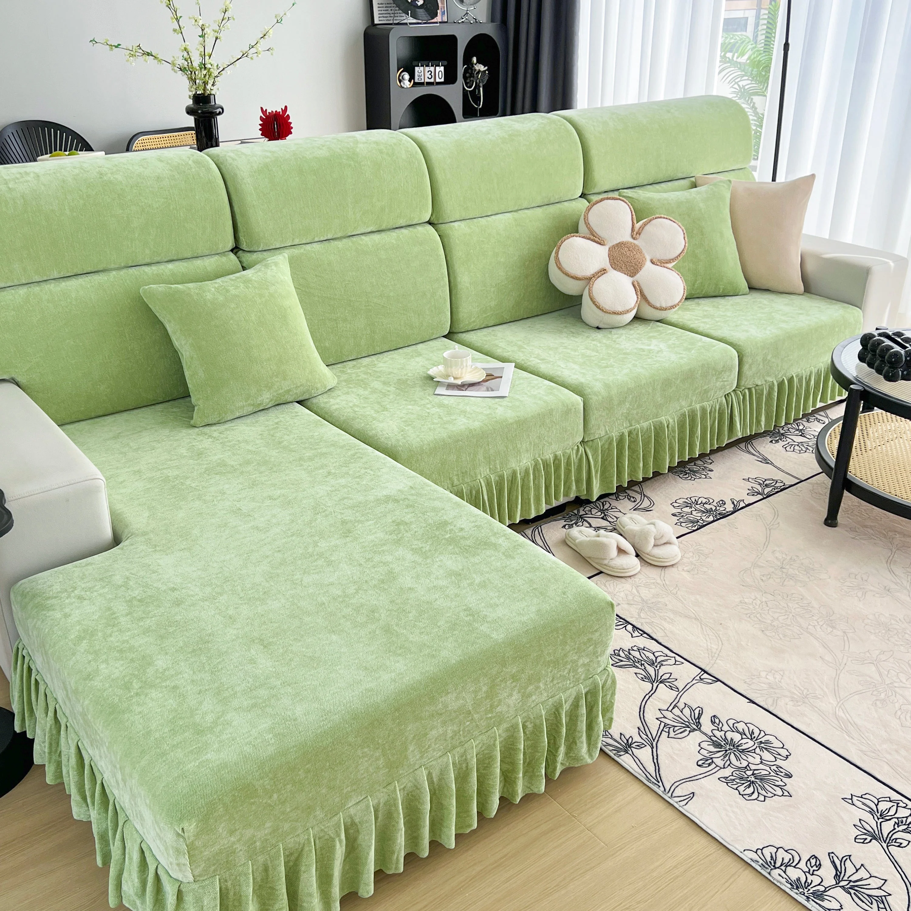 Universal Elastic Skirt Sofa Slipcover, Stretch Sofa Cushion Cover For Bedroom Office Living Room - Image 78