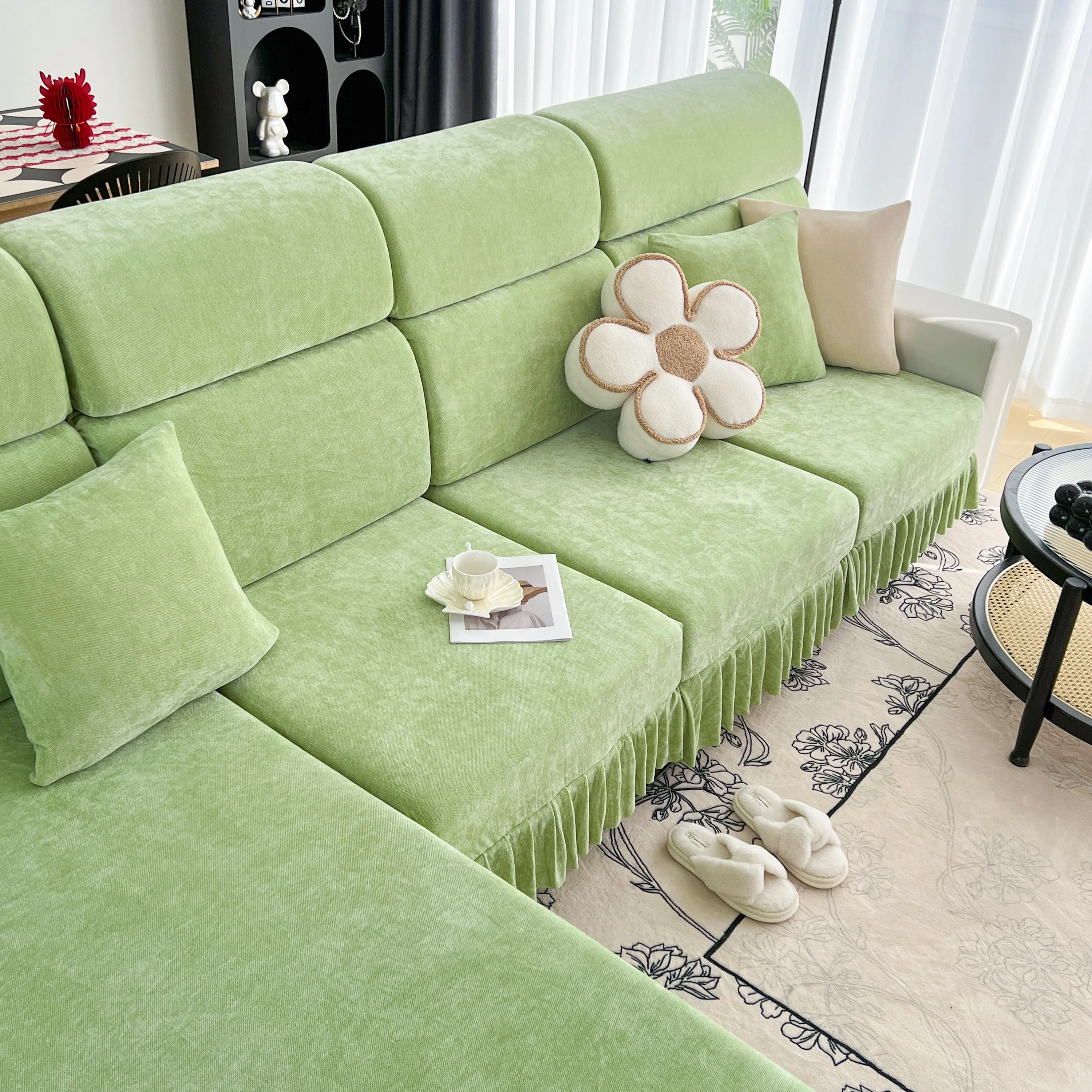 Universal Elastic Skirt Sofa Slipcover, Stretch Sofa Cushion Cover For Bedroom Office Living Room - Image 79