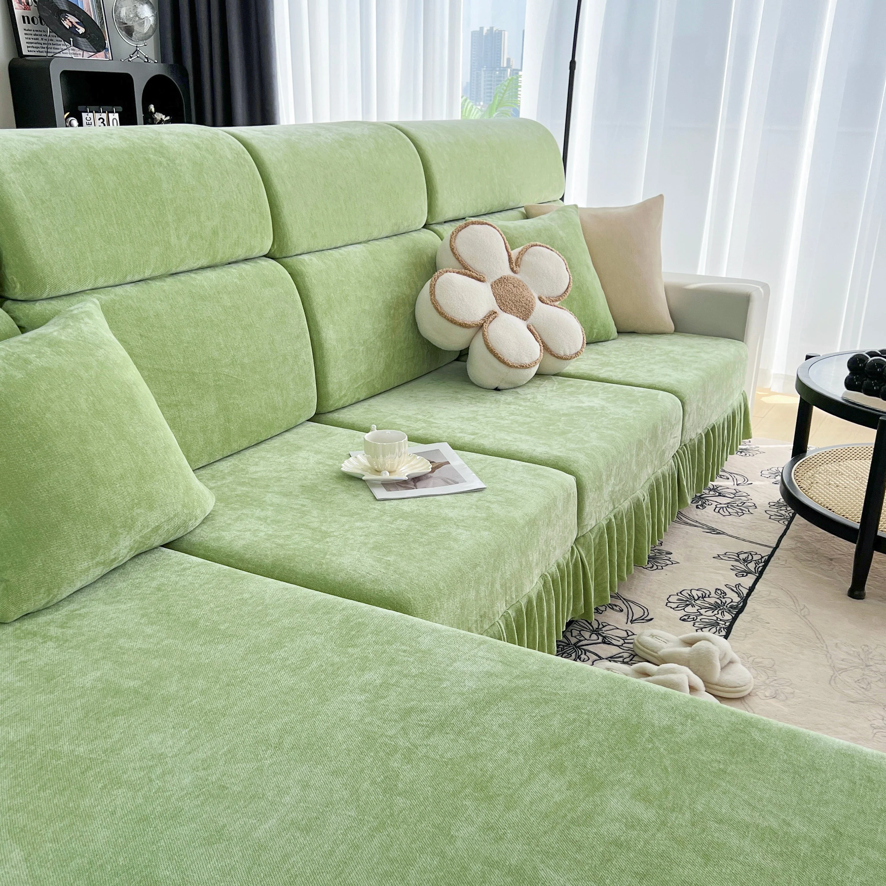 Universal Elastic Skirt Sofa Slipcover, Stretch Sofa Cushion Cover For Bedroom Office Living Room - Image 80