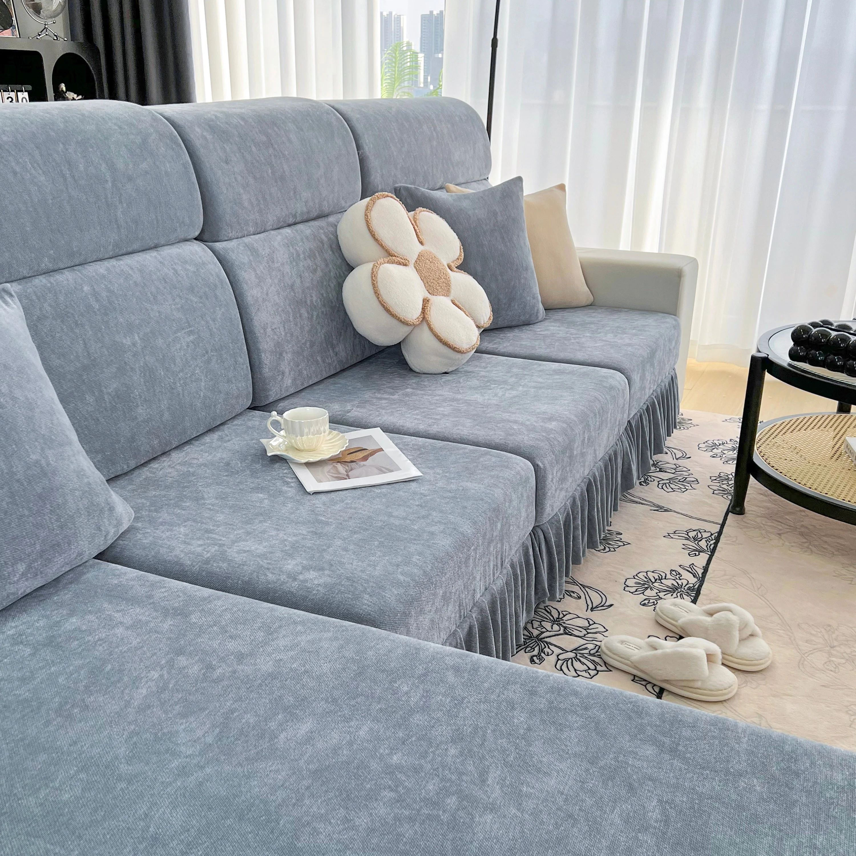 Universal Elastic Skirt Sofa Slipcover, Stretch Sofa Cushion Cover For Bedroom Office Living Room - Image 9