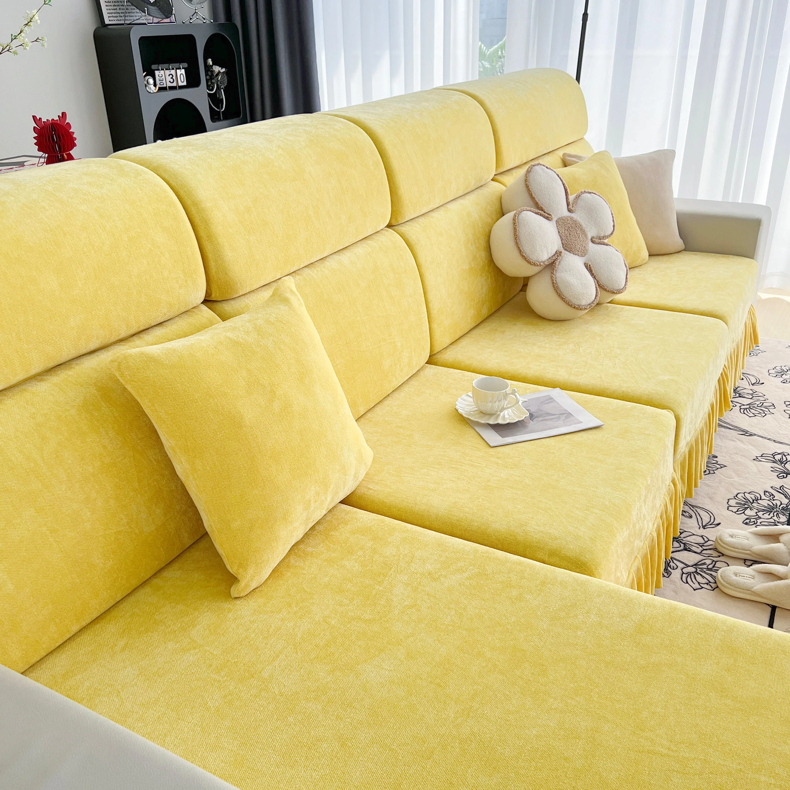 Universal Elastic Skirt Sofa Slipcover, Stretch Sofa Cushion Cover For Bedroom Office Living Room - Image 91