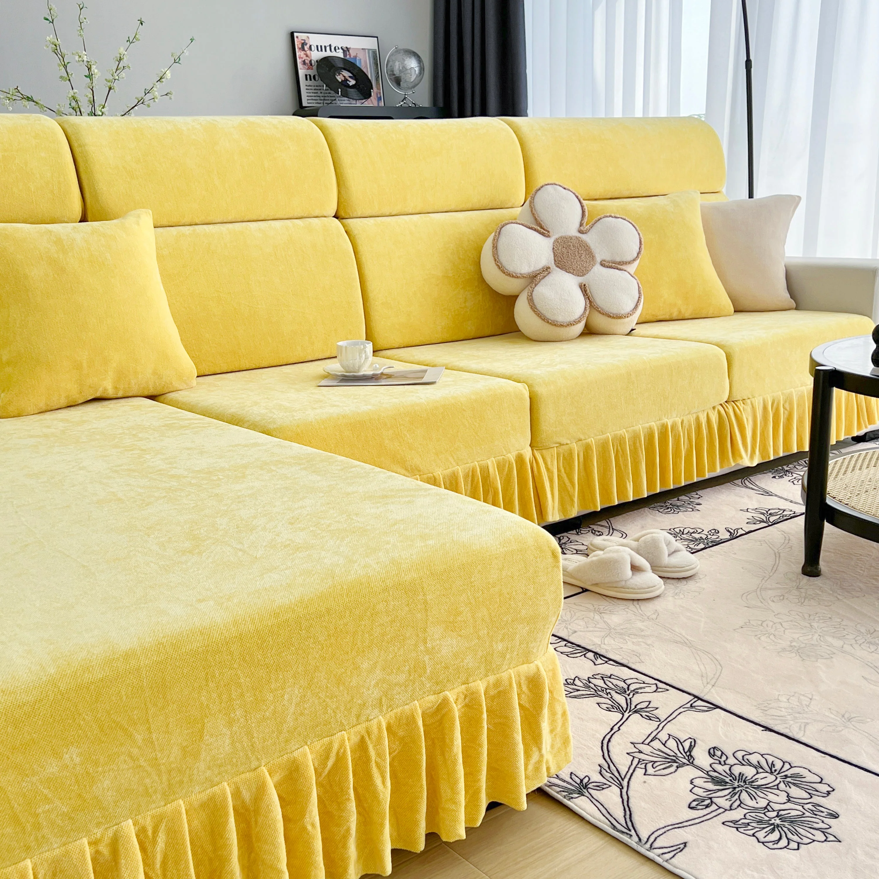 Universal Elastic Skirt Sofa Slipcover, Stretch Sofa Cushion Cover For Bedroom Office Living Room - Image 92