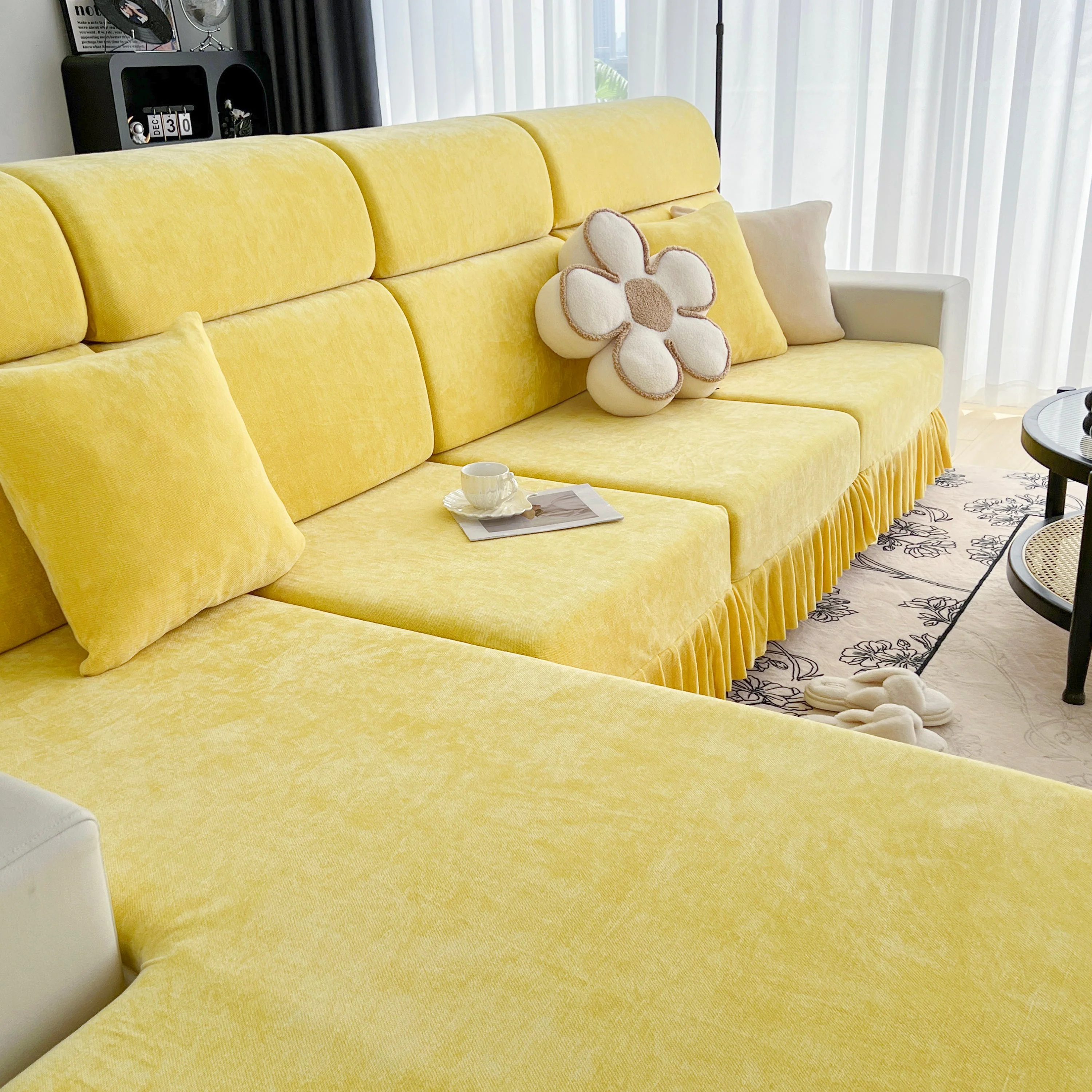 Universal Elastic Skirt Sofa Slipcover, Stretch Sofa Cushion Cover For Bedroom Office Living Room - Image 93
