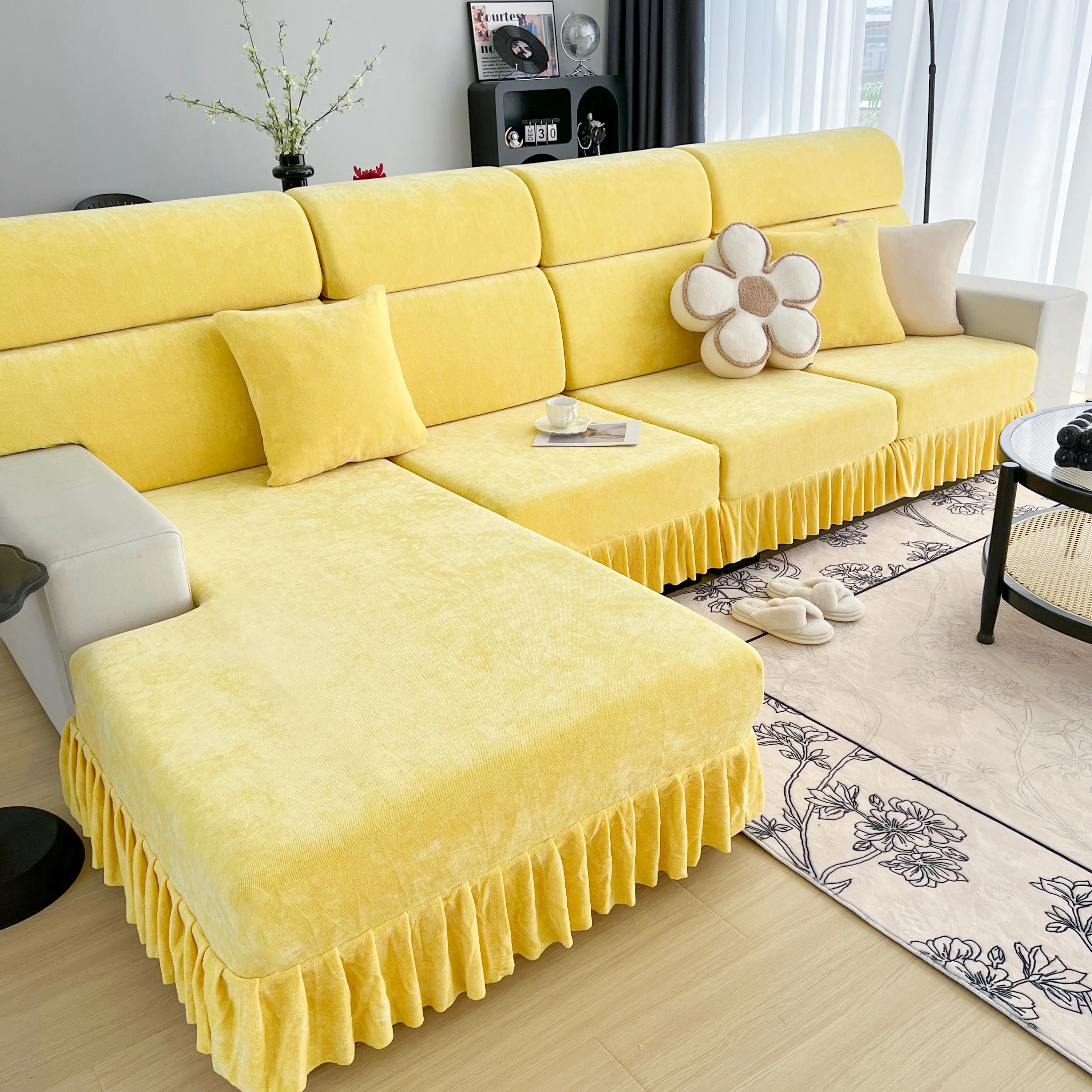 Universal Elastic Skirt Sofa Slipcover, Stretch Sofa Cushion Cover For Bedroom Office Living Room - Image 98