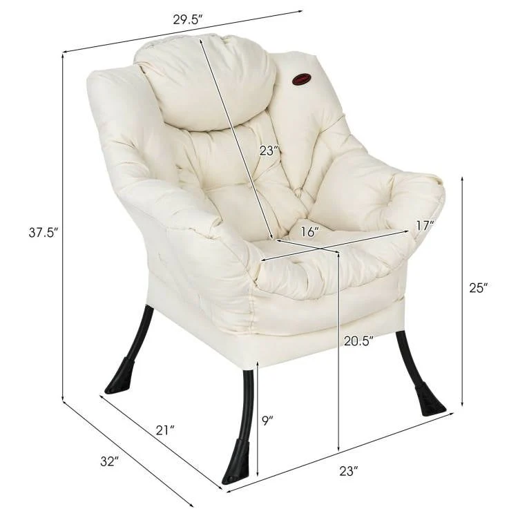 Upholstered Contemporary Cushioned Accent Chair with Side Pocket in Beige - Image 5
